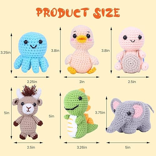Miniatura 4 de BOLDNOVA Kit de ganchillo para principiantes, kit de animales de ganchillo para principiantes, niños, adultos, kits de ganchillo para tejer