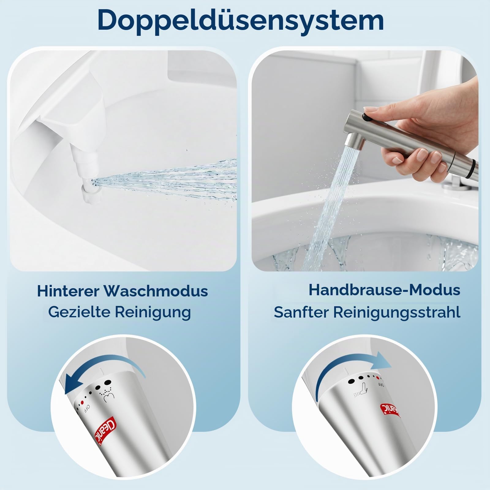 DEANIC 2-in-1 Bidet-Aufsatz für WC, Bad, Bidet-Sprüher, ultradünn, Toiletten-Bidet-Sprühaufsatz, verstellbarer Kaltwasserdruck, nicht elektrischer Bidet-Toilettensitz