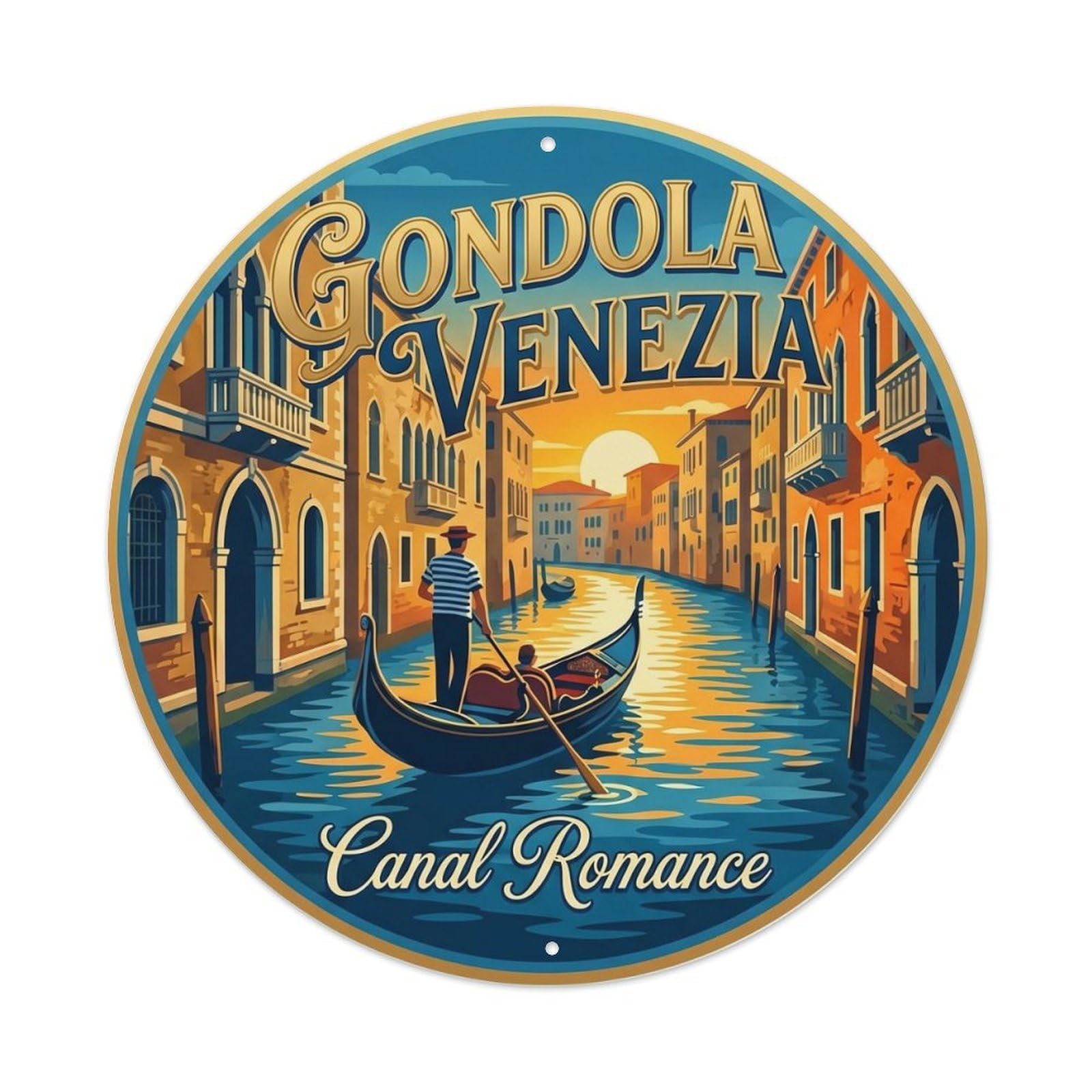 Fqnyr Style Vintage Travel Gondola Narrow Canal Metal Tin Sign