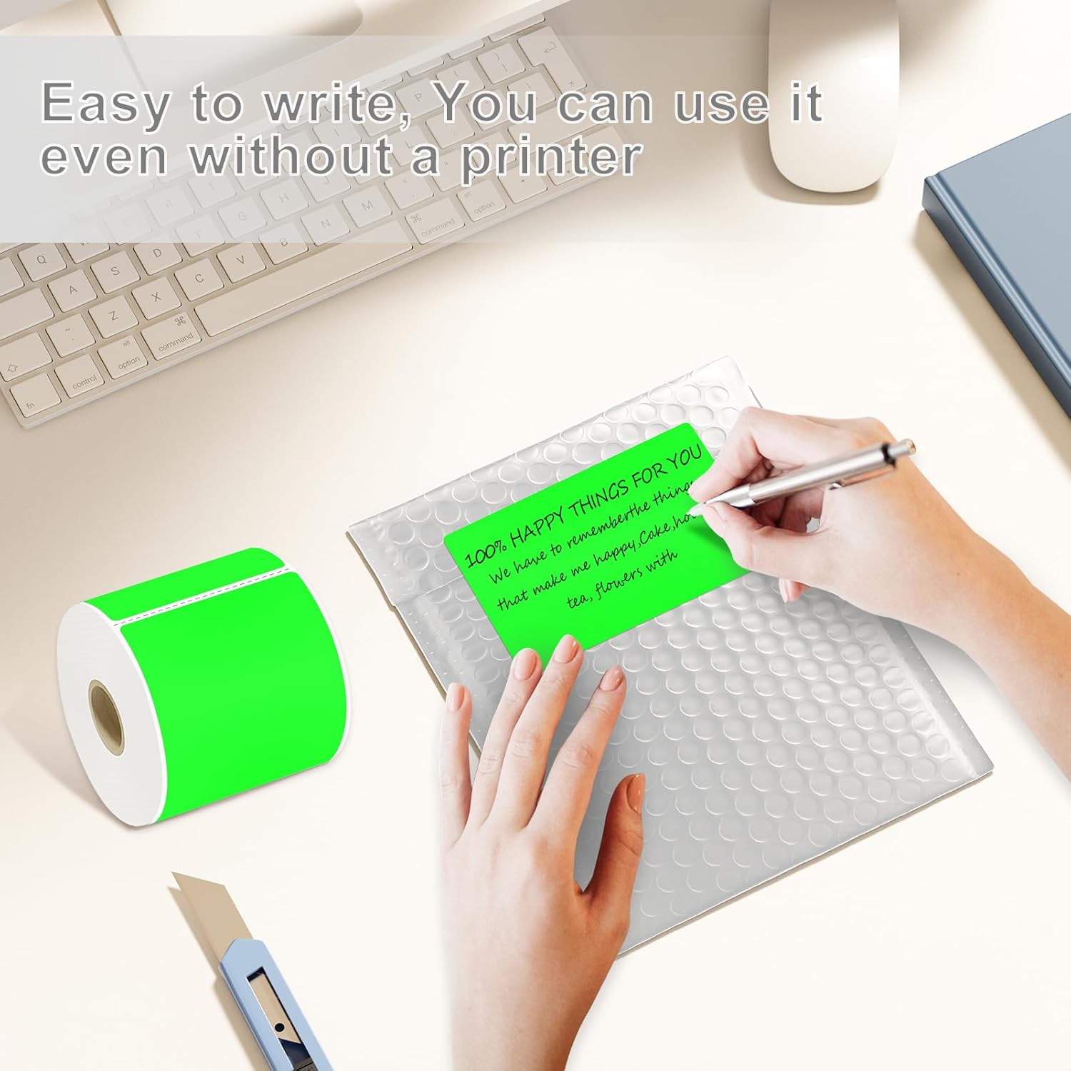 1200PCS Rectangle Label Stickers 3x5 Inch Inventory Labels Color Coding Thermal Shipping Labels for Moving Box, Printable Adhesive Stickers for Bar-Codes, Address,4 Rolls,Fluorescent Green