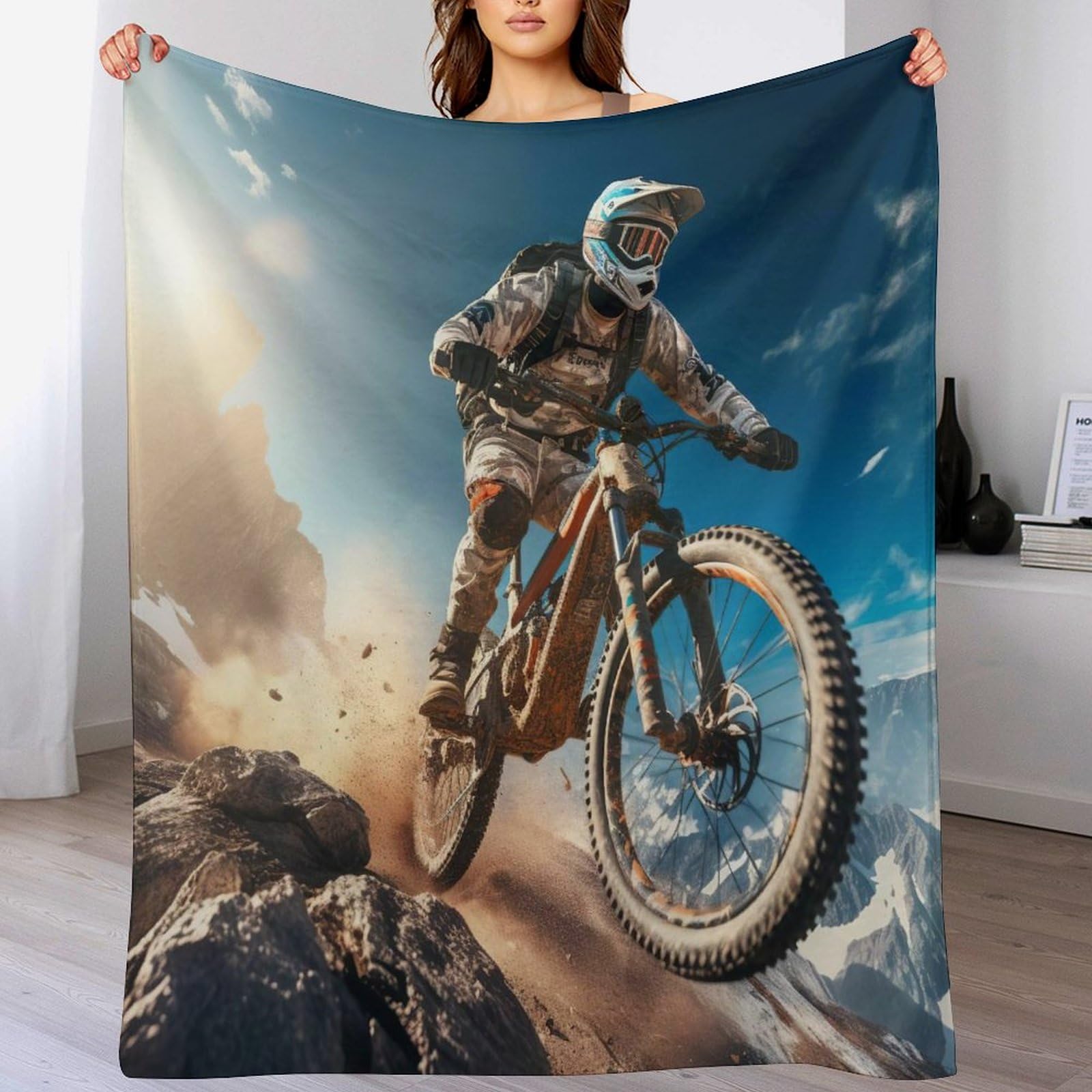 Couverture polaire vélo de montagne super doux, le plaid idéal à offrir aux passionnés