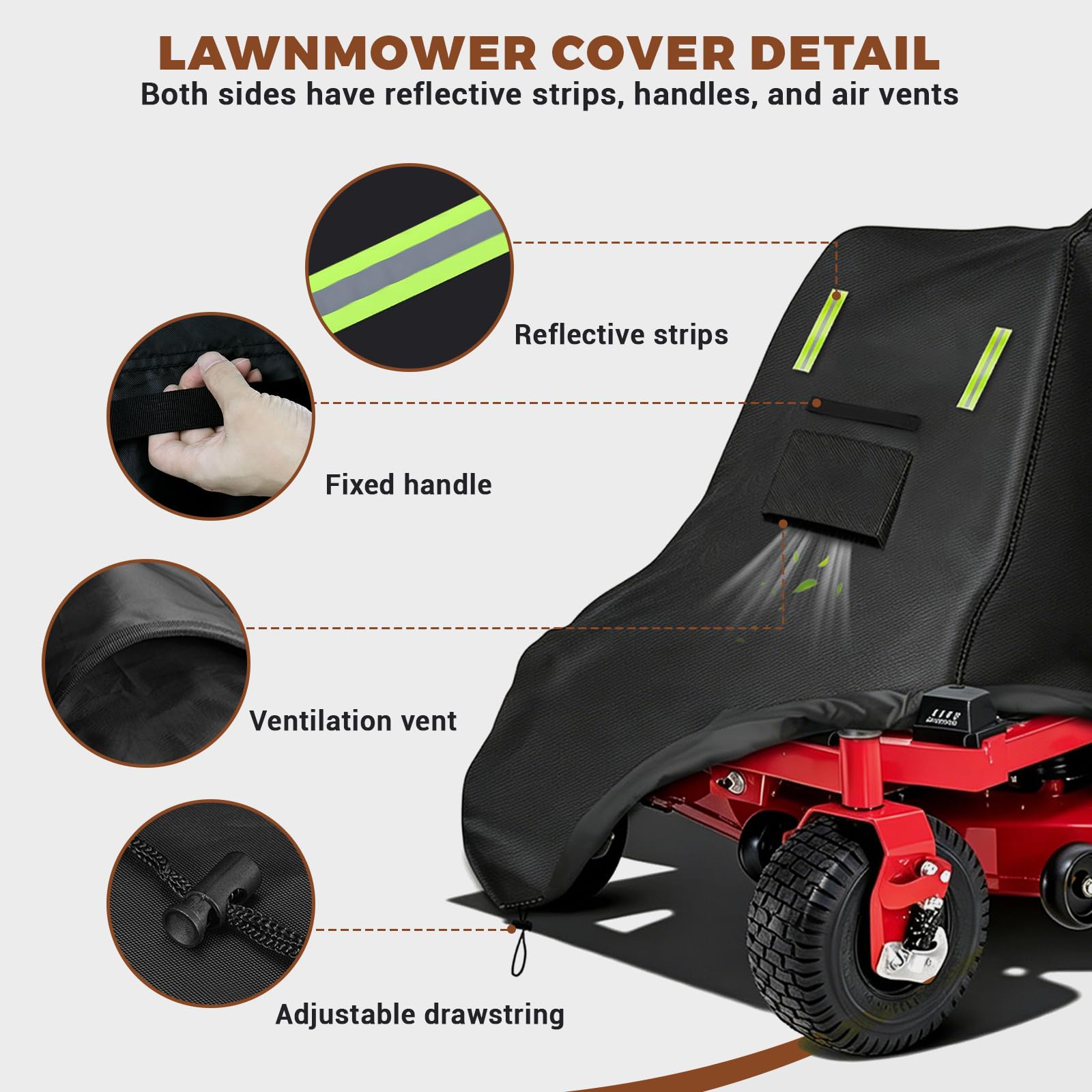 Funda de Cortacésped,tela para tractor de jardín impermeable resistente a la intemperie 600D Oxford resistente, 250 x 110 x 110 cm
