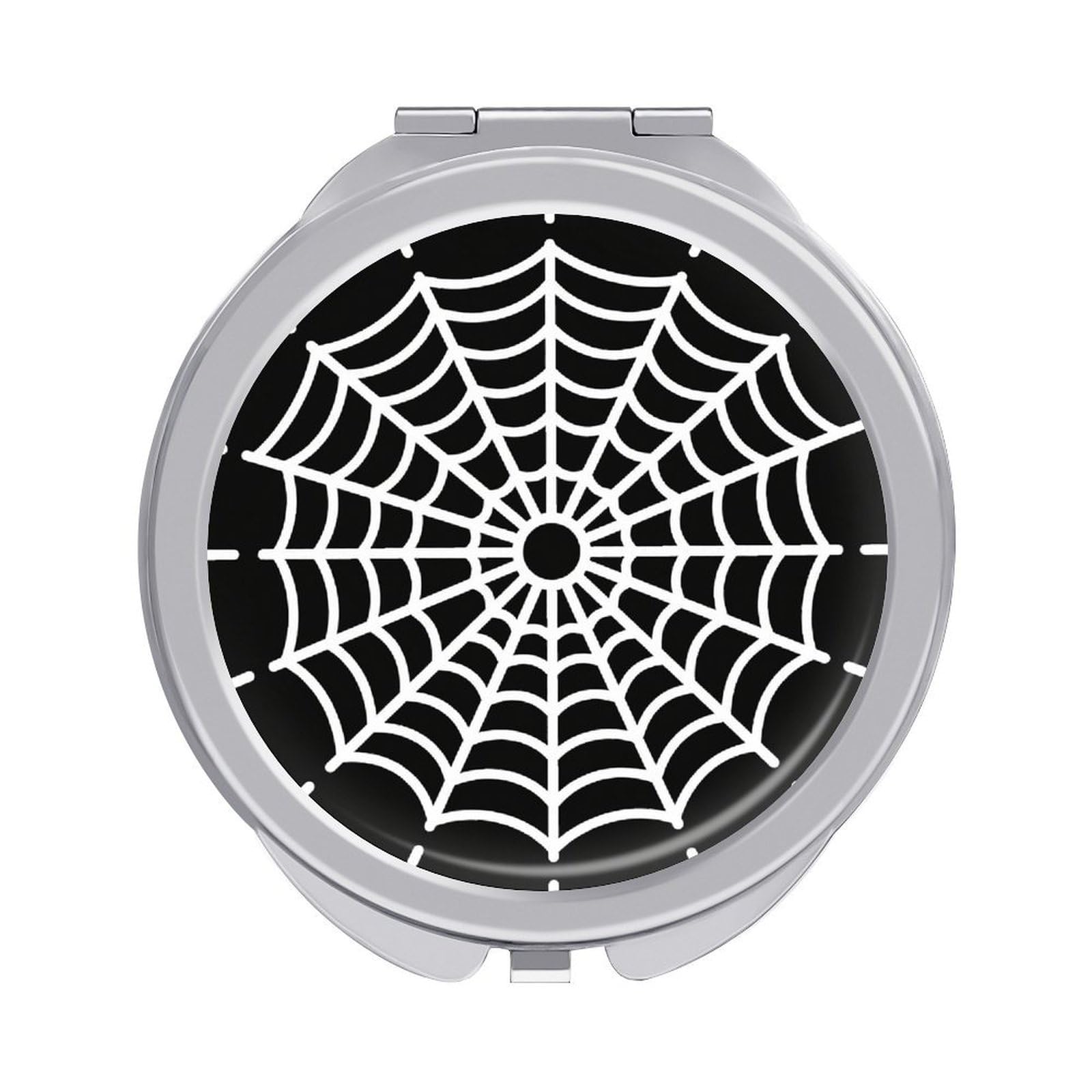 FodPand Compact Hand Mirror with 1x/2x Magnifying Round Travel Makeup Mirror Mini Foldable Spider Web Cosmetic Mirrors Travel Essentials Gift for Women Girl Portable for Pocket Purse -Silver