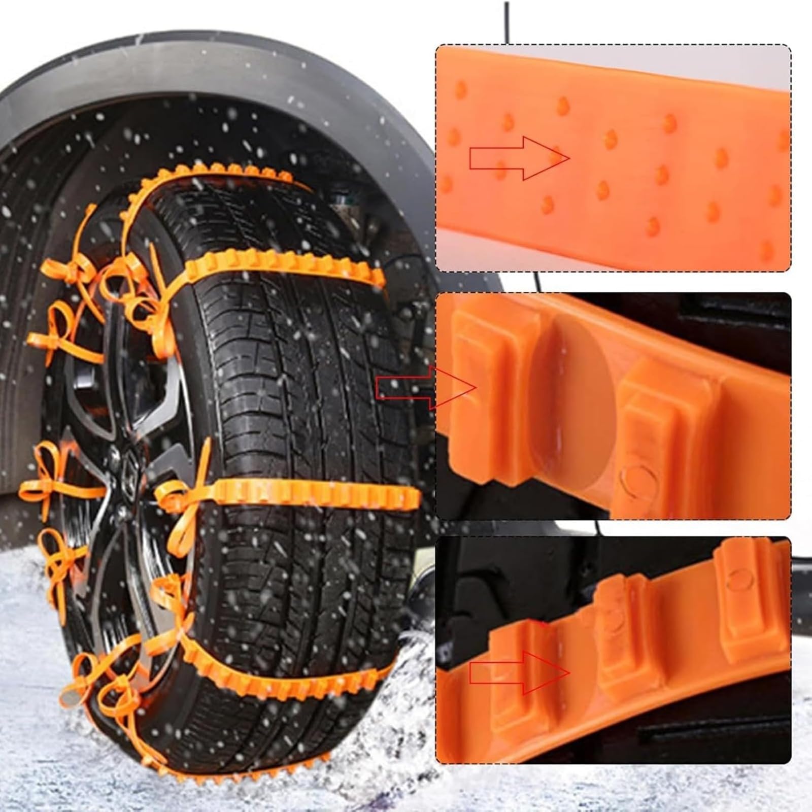 Chaînes à neige Réutilisables pour voiture, lot de 20 ensembles de chaînes pour pneus, chaînes à neige pour voiture, colliers de serrage antidérapants, pneus d'hiver anti-gel, chaînes à neige pour