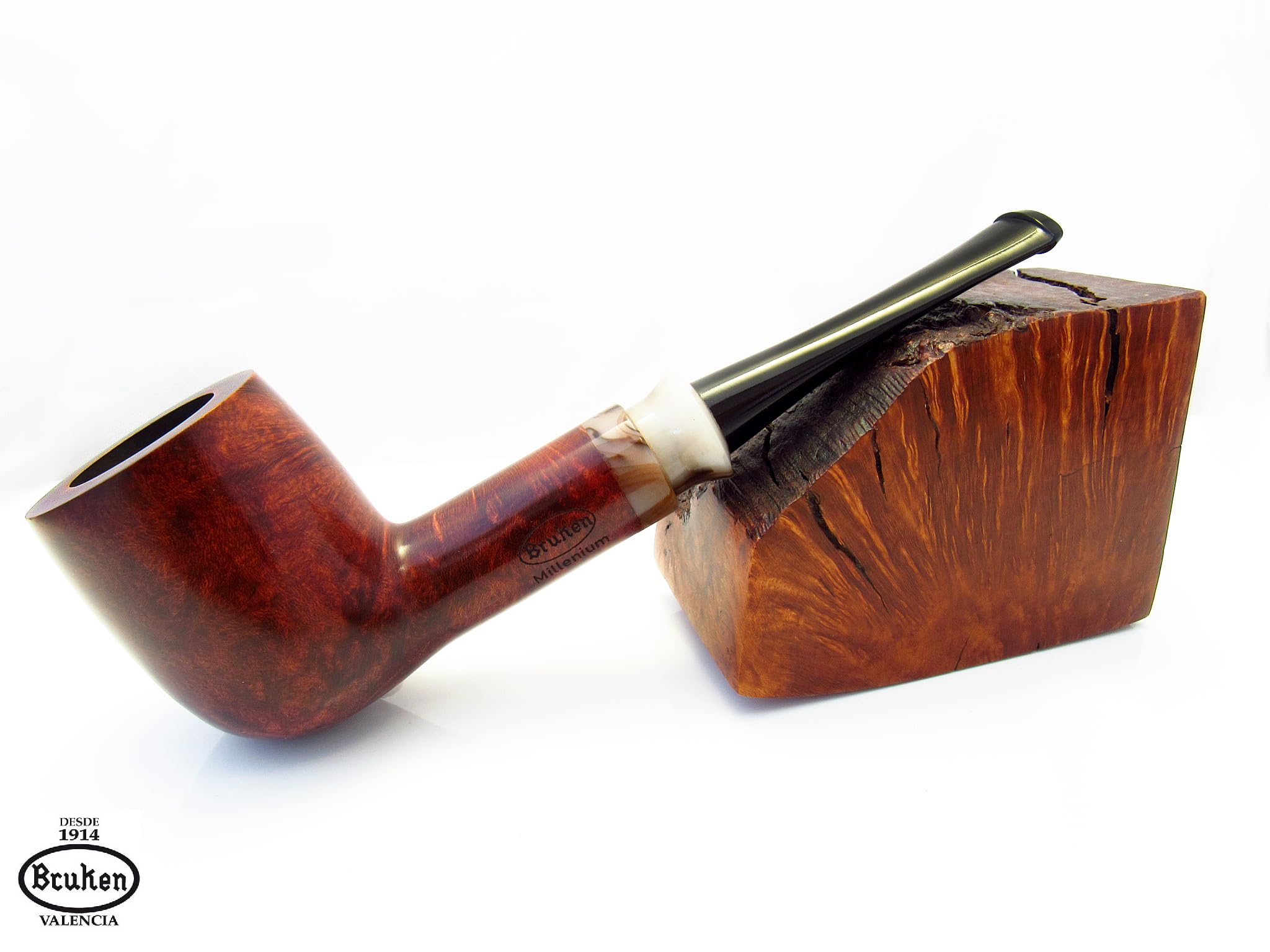 Pipa de tabaco de madera hecha a mano "Billar" diseñada para fumadores de pipa y caja (Millenium Morvedre)