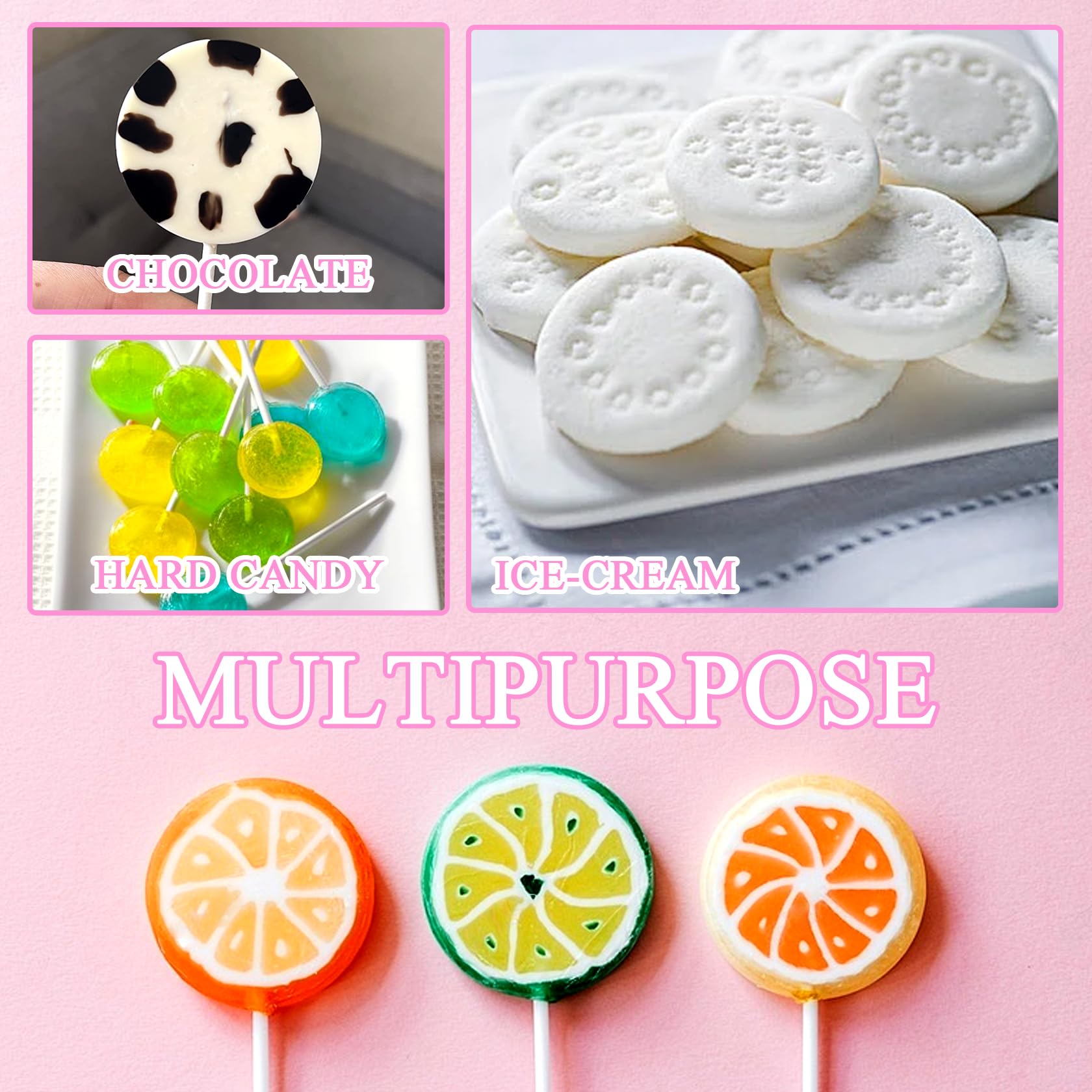2 moldes de silicona para chocolate duro, kit de moldes redondos antiadherentes de silicona con 20 palos, 20 cuerdas doradas y 100 bolsas, para dulces, paneles, gelatinas, pan, etc.
