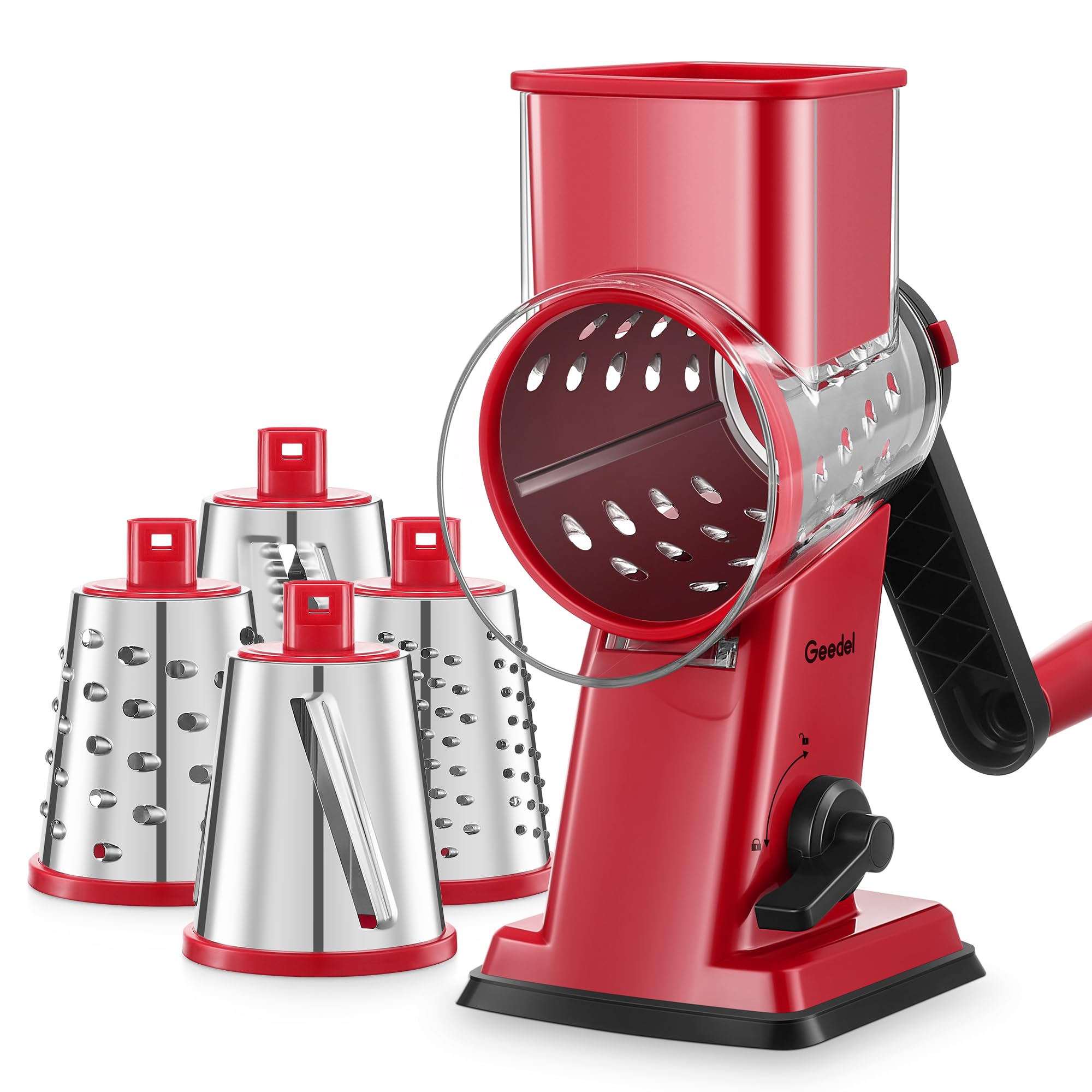 Geedel Cheese Grater Rotary, Vegetable Slicer Shredder, Graters for Kitchen