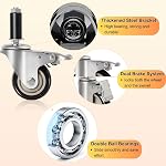 3 Inch Caster Wheels for Prep Table, Expanding Stem Casters with Dual Brake, Fit 7/8" to 1-5/8" Tube Leg Industrial Locking Wheels for Stainless Steel Table/Cart/Commercial Kitchen Appliances Leg