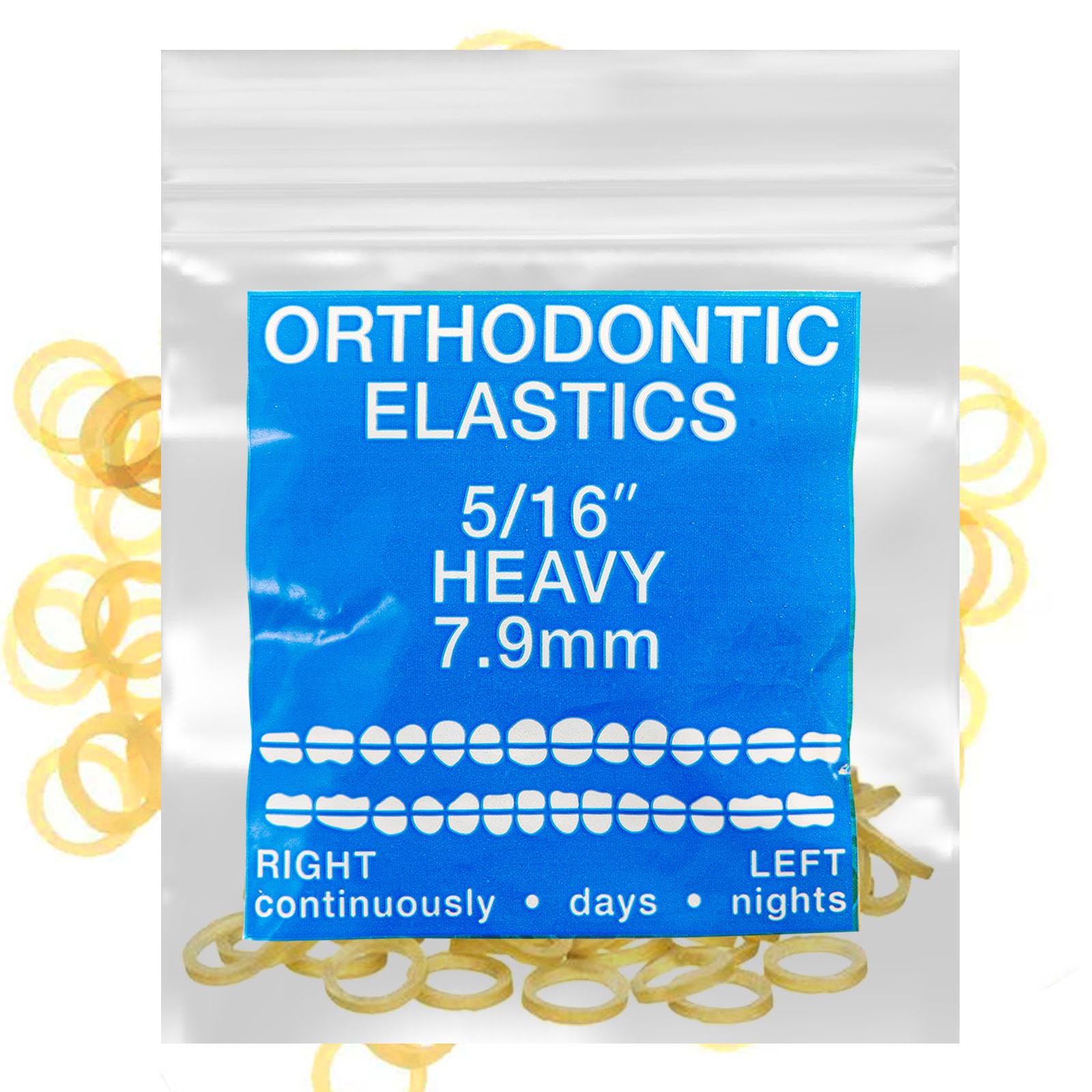 Amber Latex 100 counts, Intraoral Elastic Bands Orthodontic Elastics Dental Rubber Bands Made in US Heavy 5/16'', Amber Latex