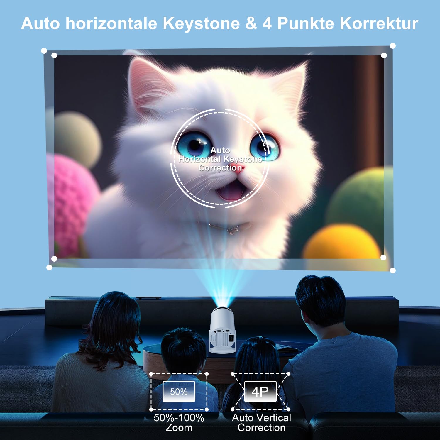 ZDSSY Vidéoprojecteur 4K,Mini Projecteur Compatible 1080p,avec Wi-FI 6 et BT 5.2,Videoprojecteur Autofocus et Correction Trapézoïdale,Projecteur Video pour Android/iPhone/PC/Mac/Switch/PS5,Blanc