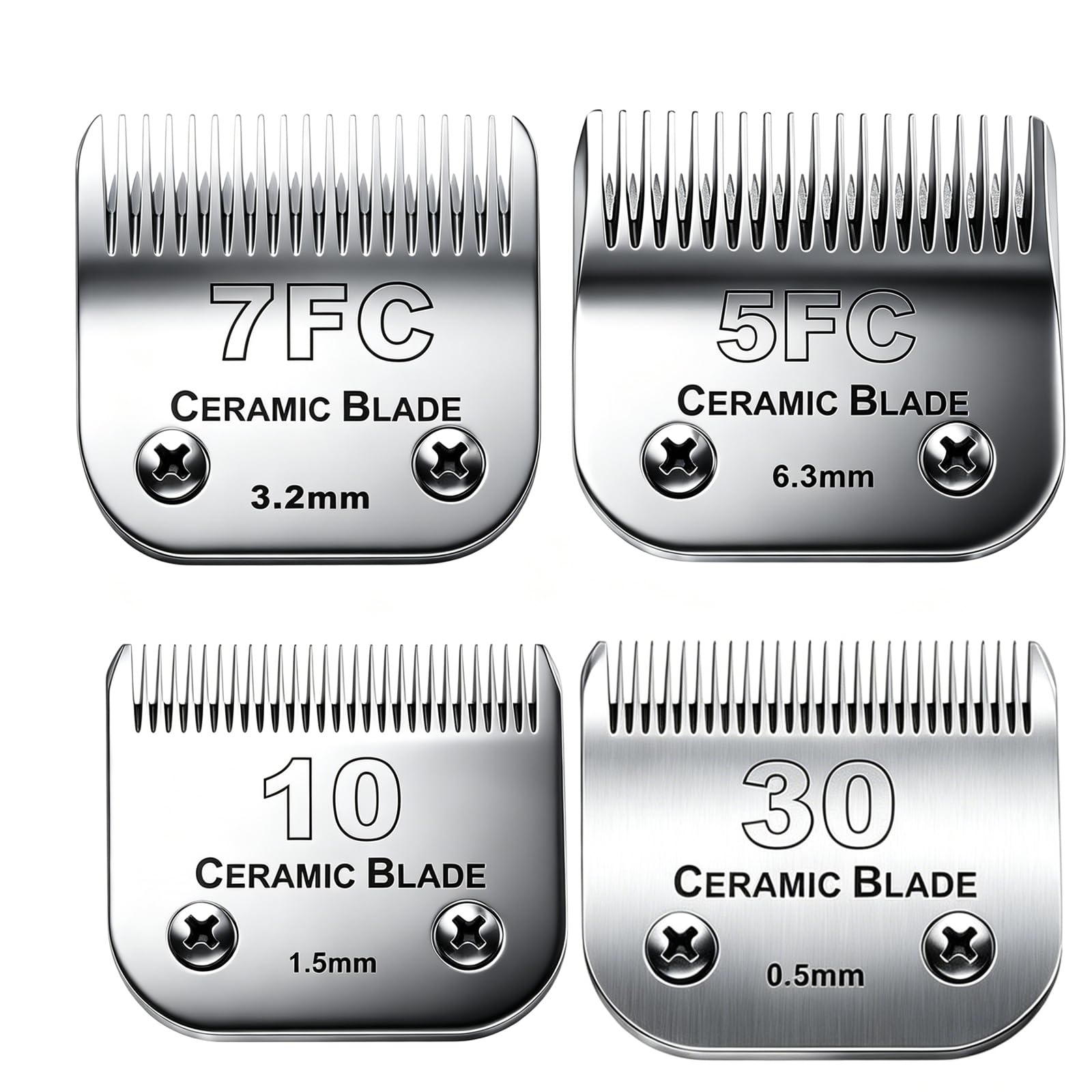 AUDOC Dog Grooming Clipper Replacement Blades Compatible with Andis/Oster/Wahl, Ceramic & Stainless Steel Blades (10+30+7FC+5FC) — image 1