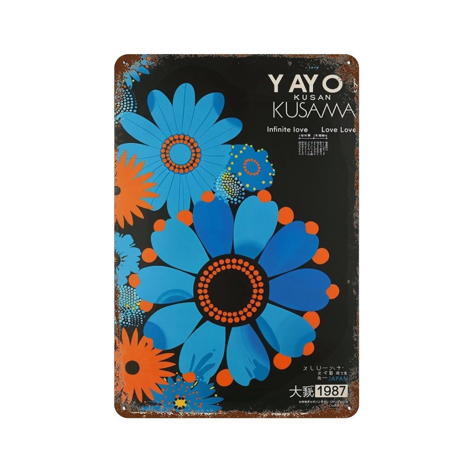 YHGERTKU Yayoi Kusama Flowers 1987 03 Wall Art Retro Iron Vintage Metal Tin Sign Poster Modern Decor for Living Rooms Gift 30x20cm