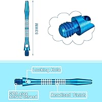 Vista 2 de 30 piezas de ejes de dardos para punta de acero media 2BA rosca de aleación de aluminio de 50 mm 53 mm con anillos de goma de repuesto, accesorios