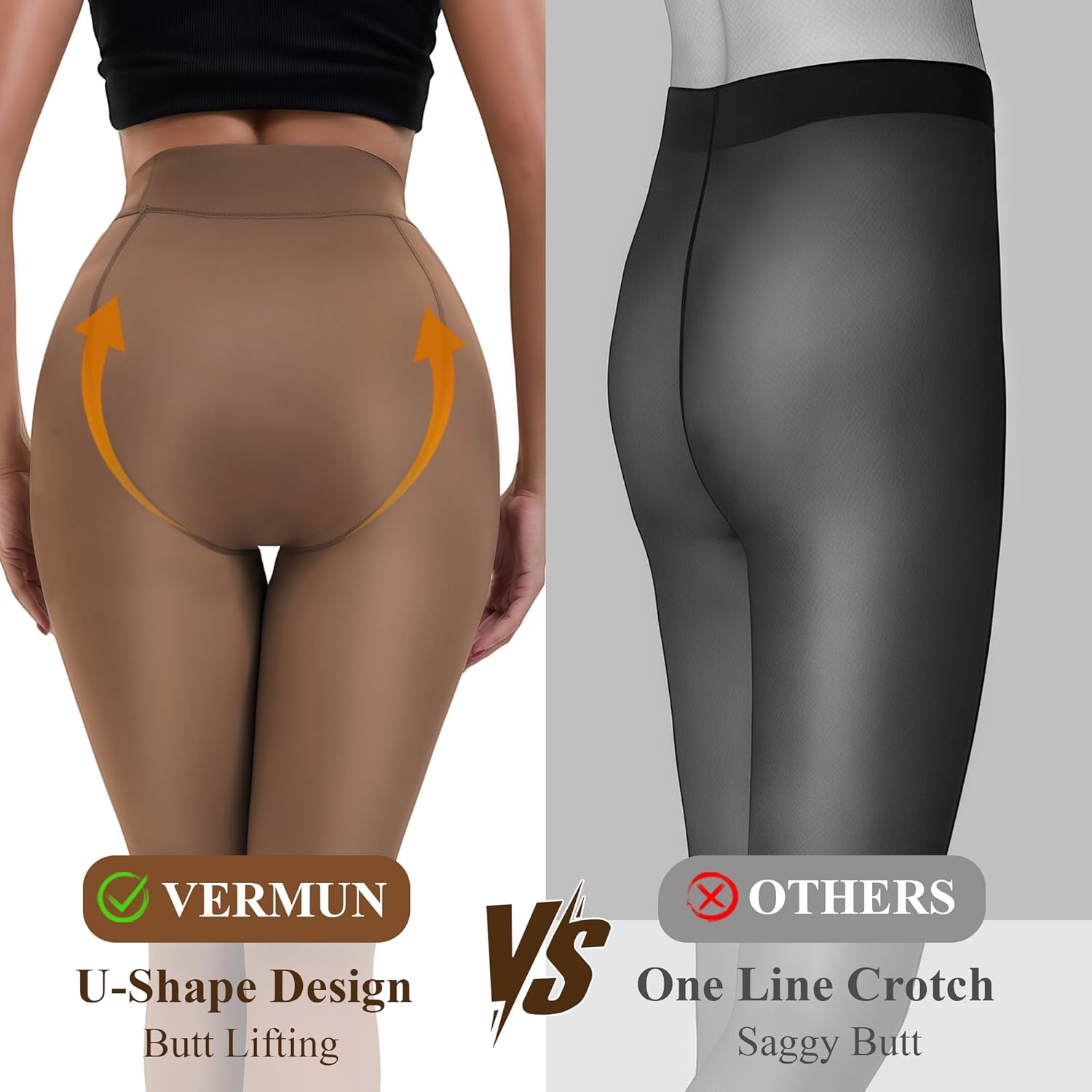 Fleece Lined Tights Women Thermal Winter Leggings with Fleece Lined Fake Translucent Warm Thick Tights Pantyhose for Women - Image 2