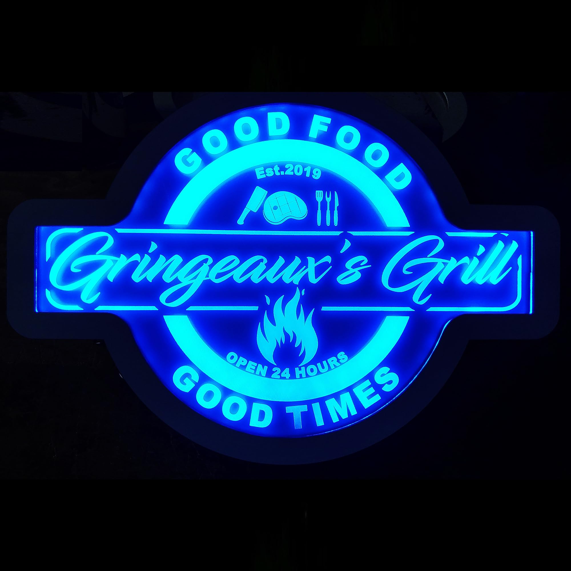 Custom Barbecue LED Wall Sign Neon Light - 4 Sizes 7 Colors Changing Switch Control Grill Bbq Neon Sign Wood Acrylic Grill Neon Sig