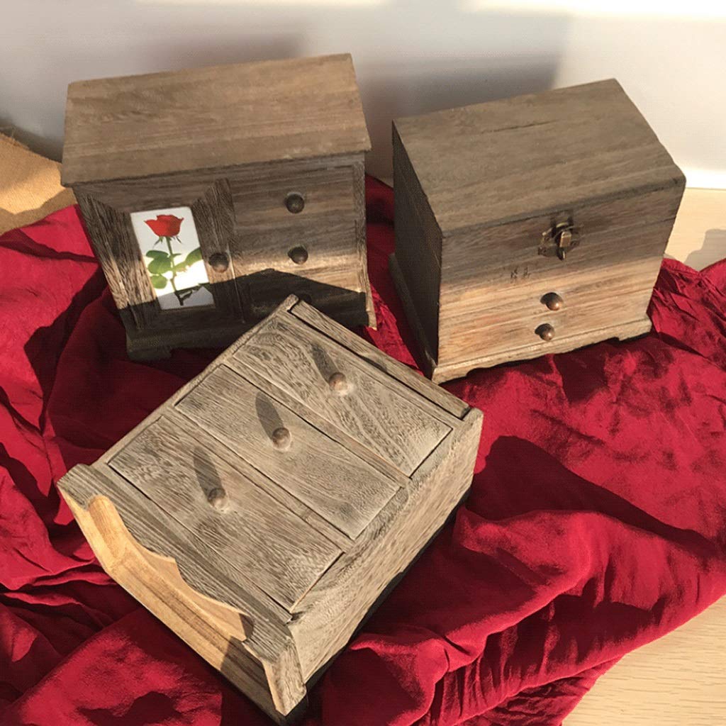 Pudełka biżuterii drewniane pudełko biżuterii z 3 szufladami Sycamore drewniana organizator biżuterii pudełko retro w trudnej sytuacji biżuteria do randek do magazynowania organizator biżuterii