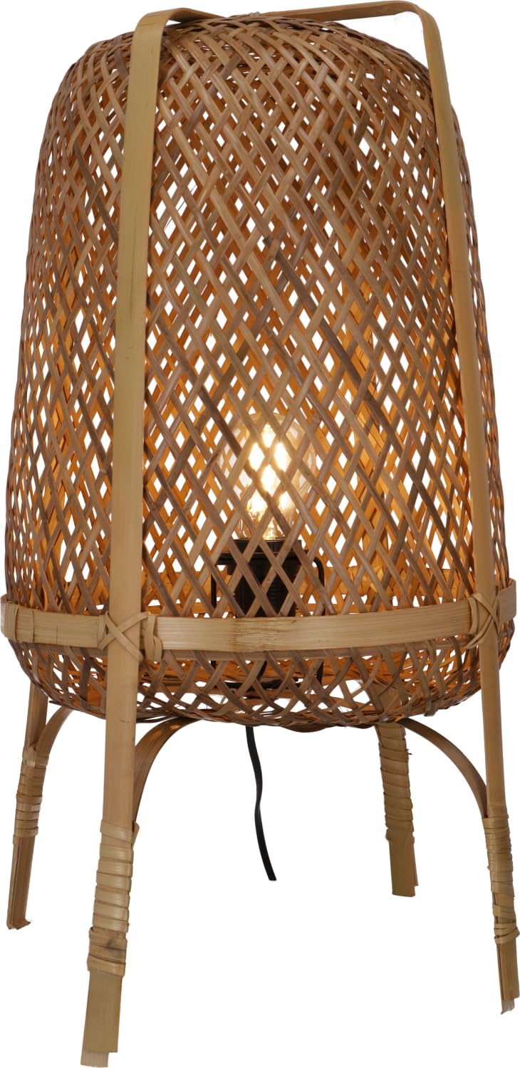 GURU SHOP Tischlampe/Tischleuchte, in Bali Handgemacht aus Naturmaterial - Modell Gomera, 57x35x35 cm