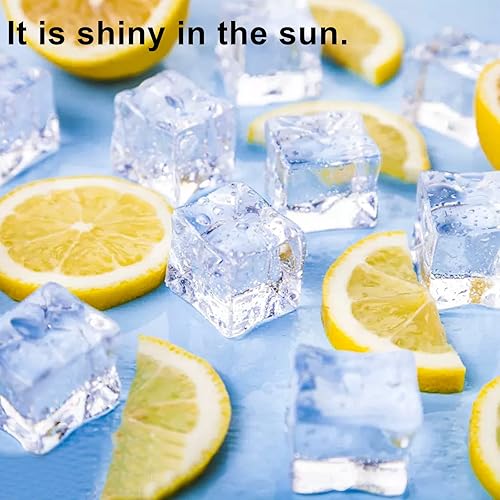 Miniatura 4 de Hacaroa Paquete de 150 cubitos de hielo falsos transparentes, de 0.7 pulgadas (0.709 in), de acrílico, decorativas, cuadradas, cristales