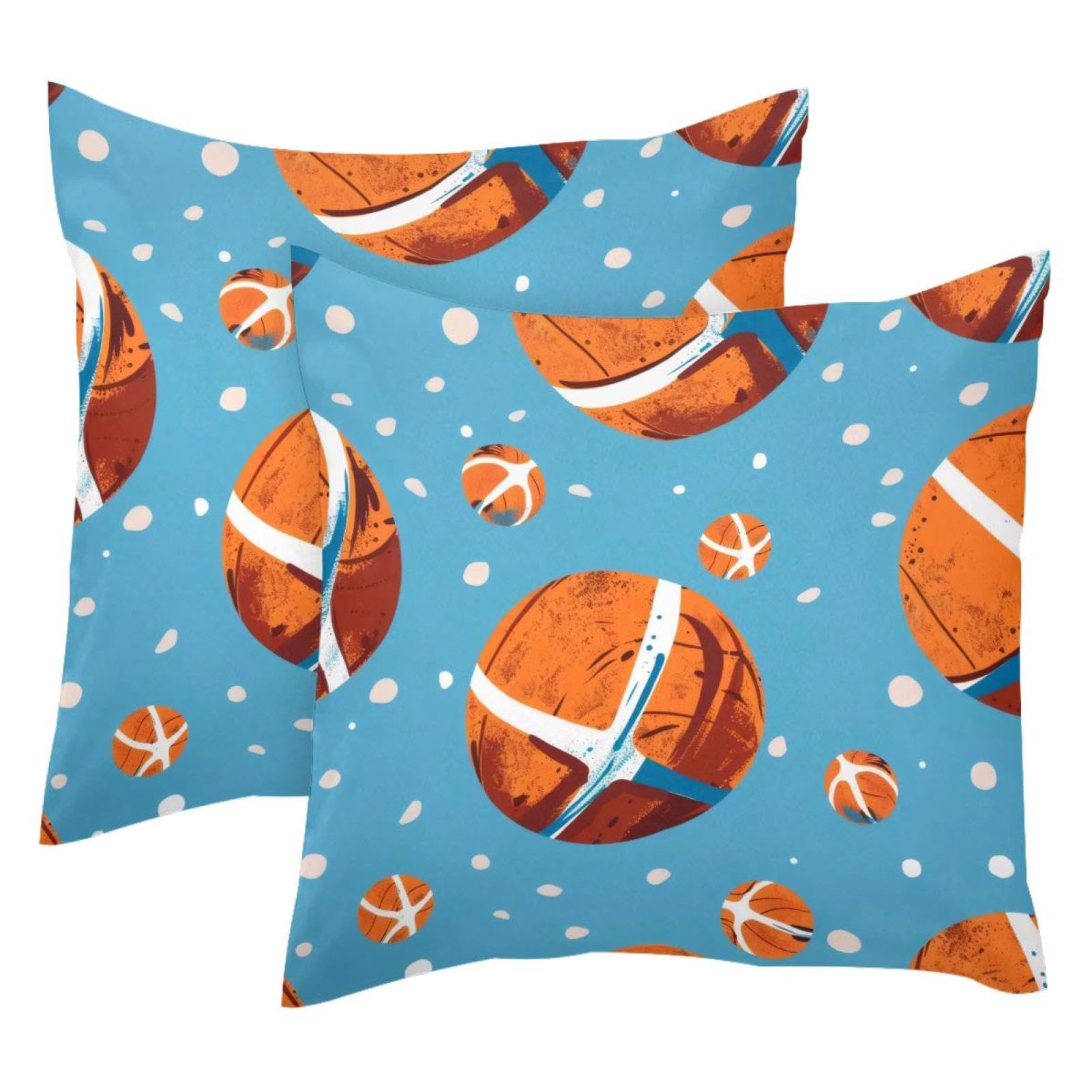 Housse de coussin basketball en velours bleu 50x50 cm lot de 2 pour la décoration de chambre
