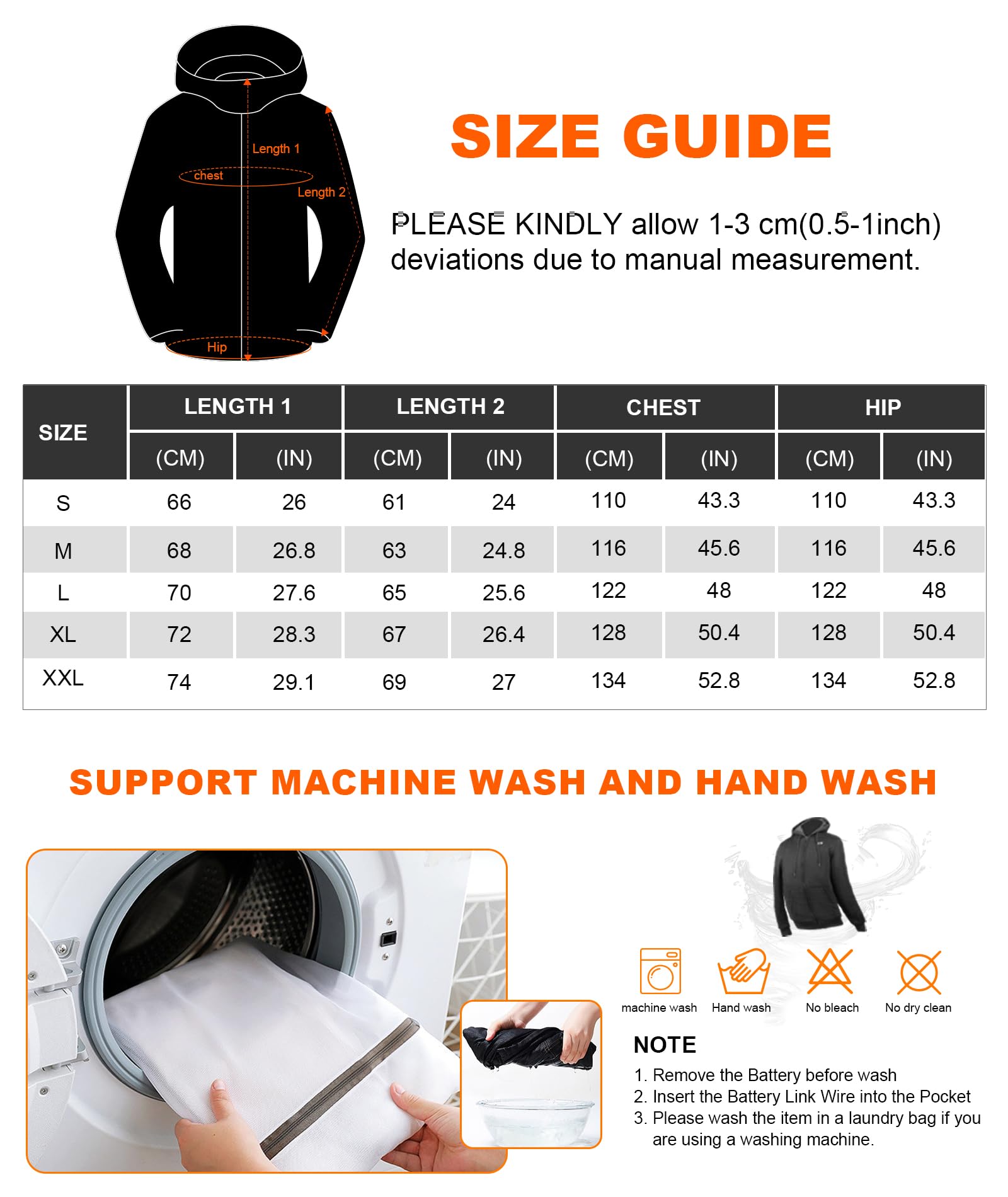 Femme Veste Chauffante avec Batterie Incluse 10000mAH, Veste de Ski Imperméable Coupe-Vent 3 Niveaux de Chauffage Noir L
