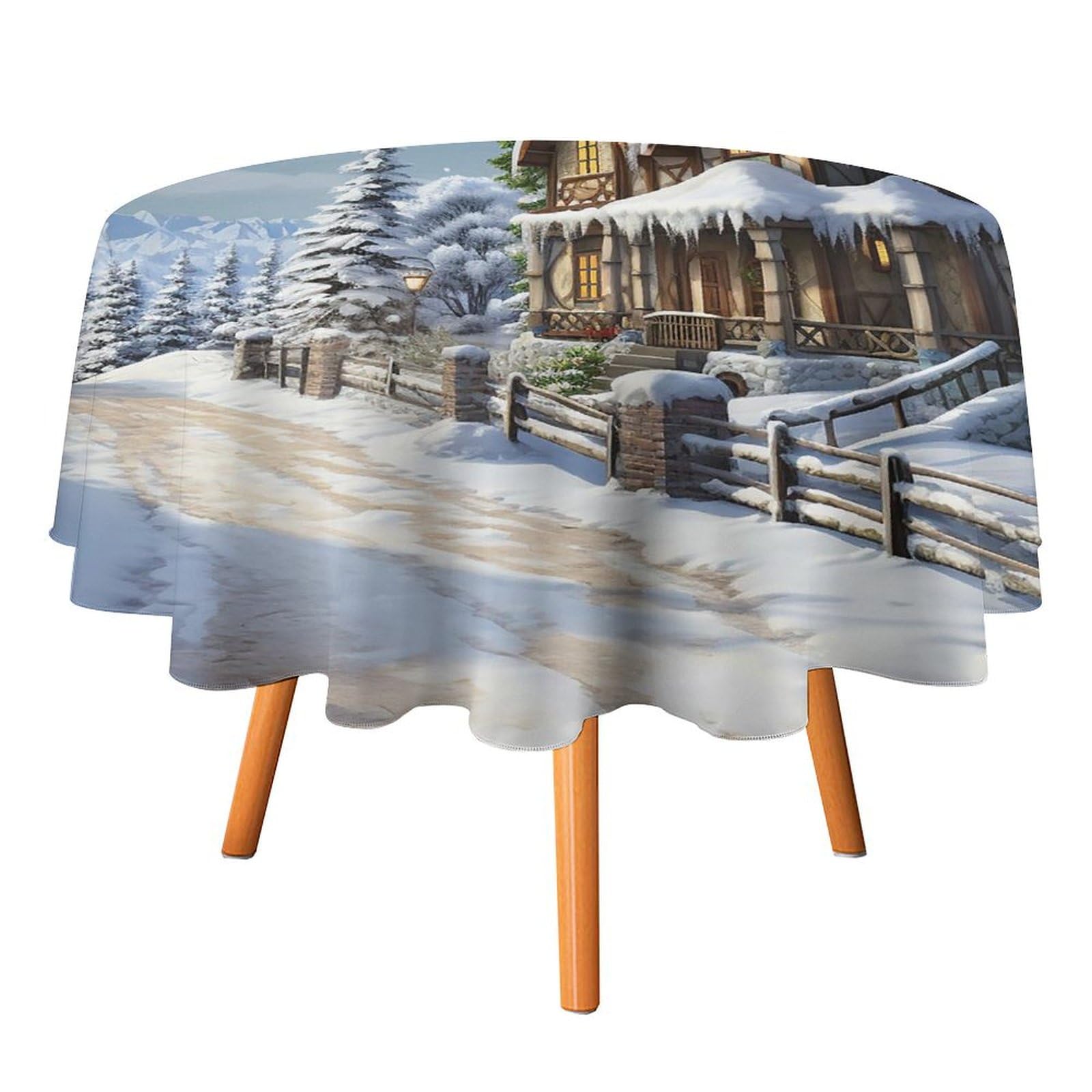 Nappe ronde Noël et fêtes : tapis de table hiver et été pour dîner extérieur de patio 178cm