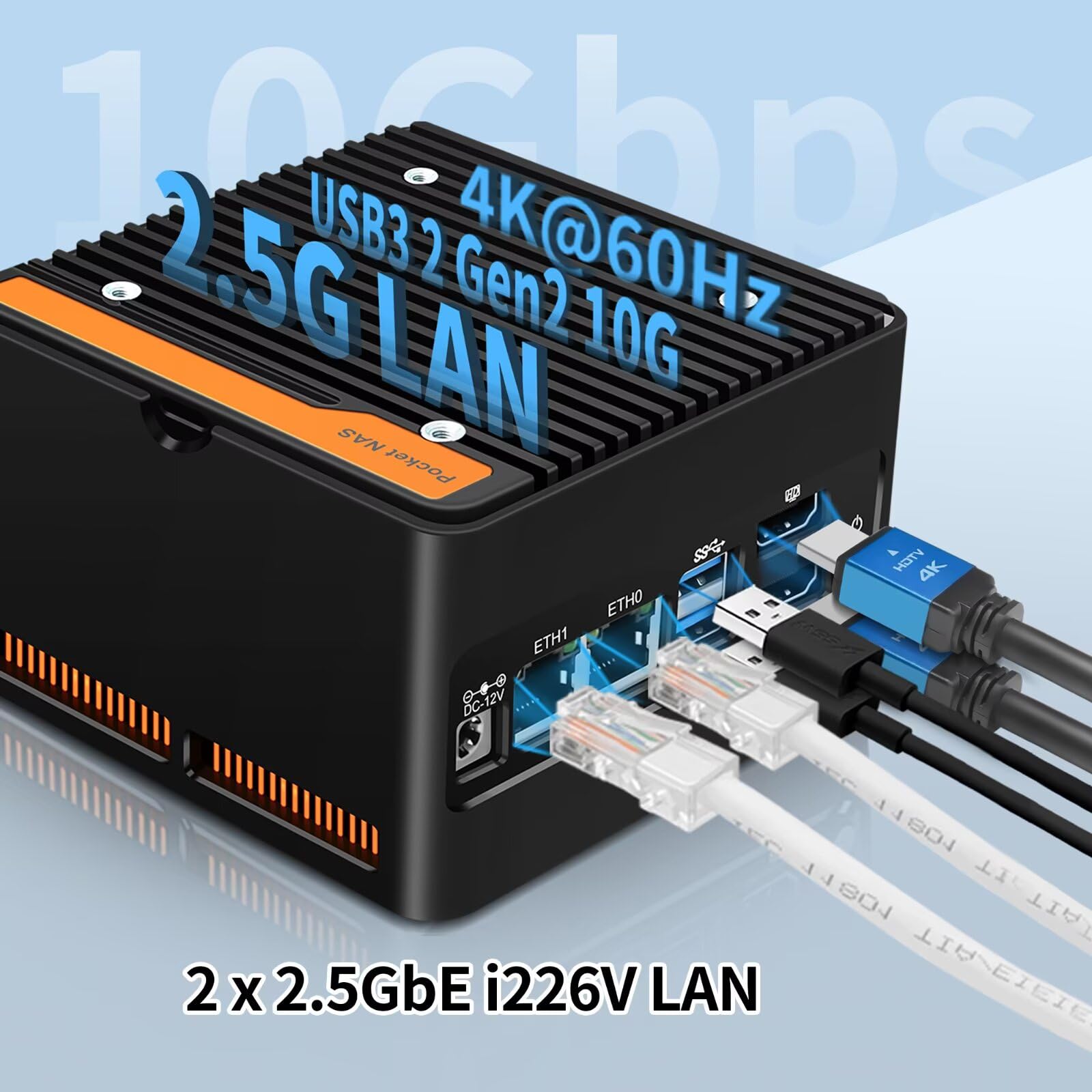 4 Bay NAS Mini PC N150, 4 NVMe Micro NAS Server Desktop Computer, Dual 2.5GbE i226V Small Network Attached Storage with USB3.2, Support WiFi7, Barebone (NO RAM/SSD/OS)