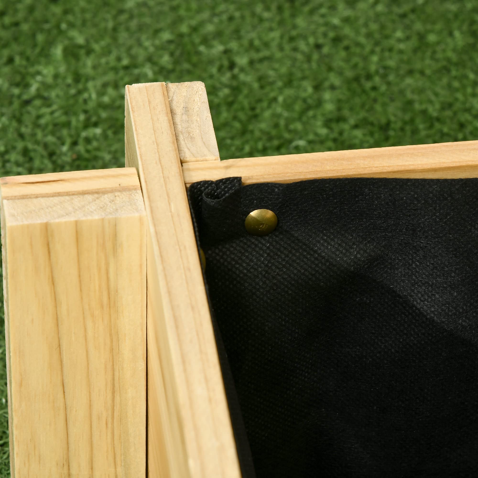 Outsunny Jardinera de Madera Elevada de 3 Niveles Jardinera Exterior Grande con Diseño de Escalera y Tela no Tejida Huerto Urbano para Cultivos Plantas Flores para Patio Terraza 93x93x35 cm Natural