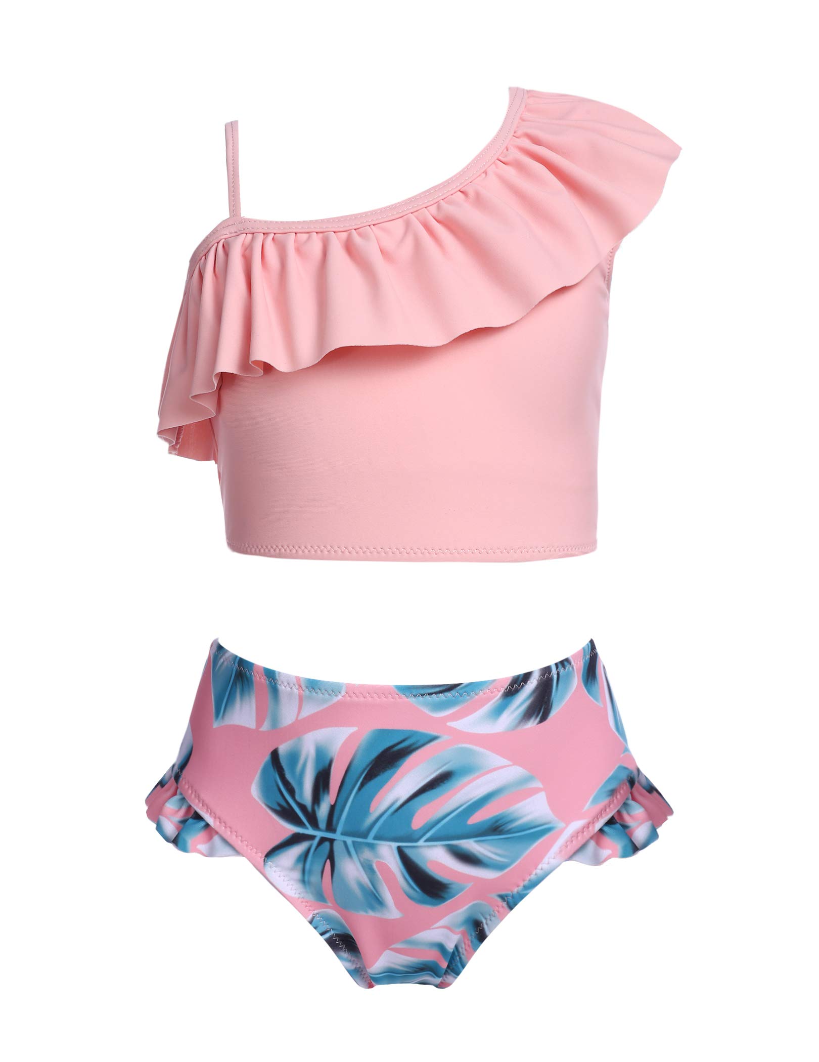 Arshiner Traje de Baño de Dos Piezas para Niña Conjunto de Bikini con Correas Ajustables Tankini con Volantes Traje de Baño de Playa de Sirena Hawaiana 5-13 Años