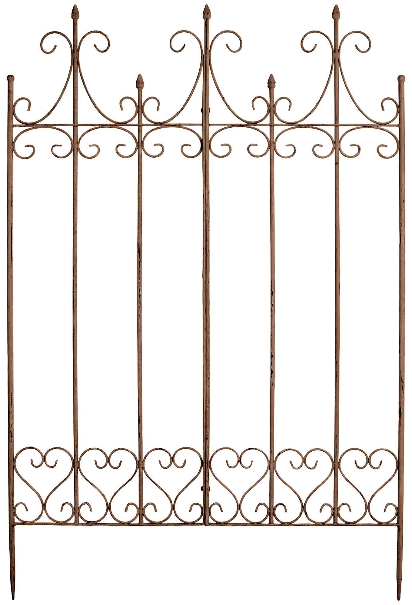 CLP Rankgitter Metall 130 cm hoch Flieder, stabile Rankhilfe für Kletterpflanzen, vormontiert, Landhausstil, Spalier Sichtschutz, Farbe:antik braun