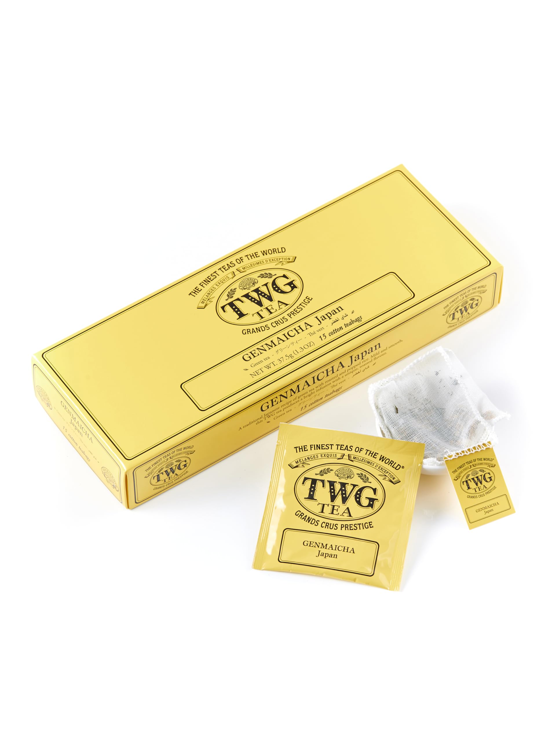 TWG Tea | Genmaicha | Green Tea | Roasted and Popped Rice | 15 Hand Sewn Cotton Teabags | Gift Set