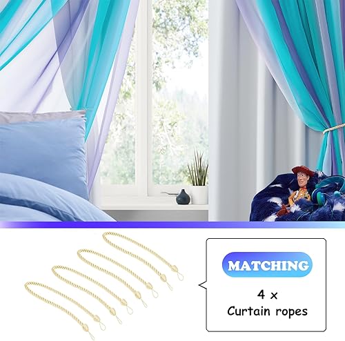 Miniatura 9 de NICETOWN Cortinas opacas con diseño de estrellas para habitaciones de niñas, cortinas de princesa para ventana de dormitorio, con aislamiento