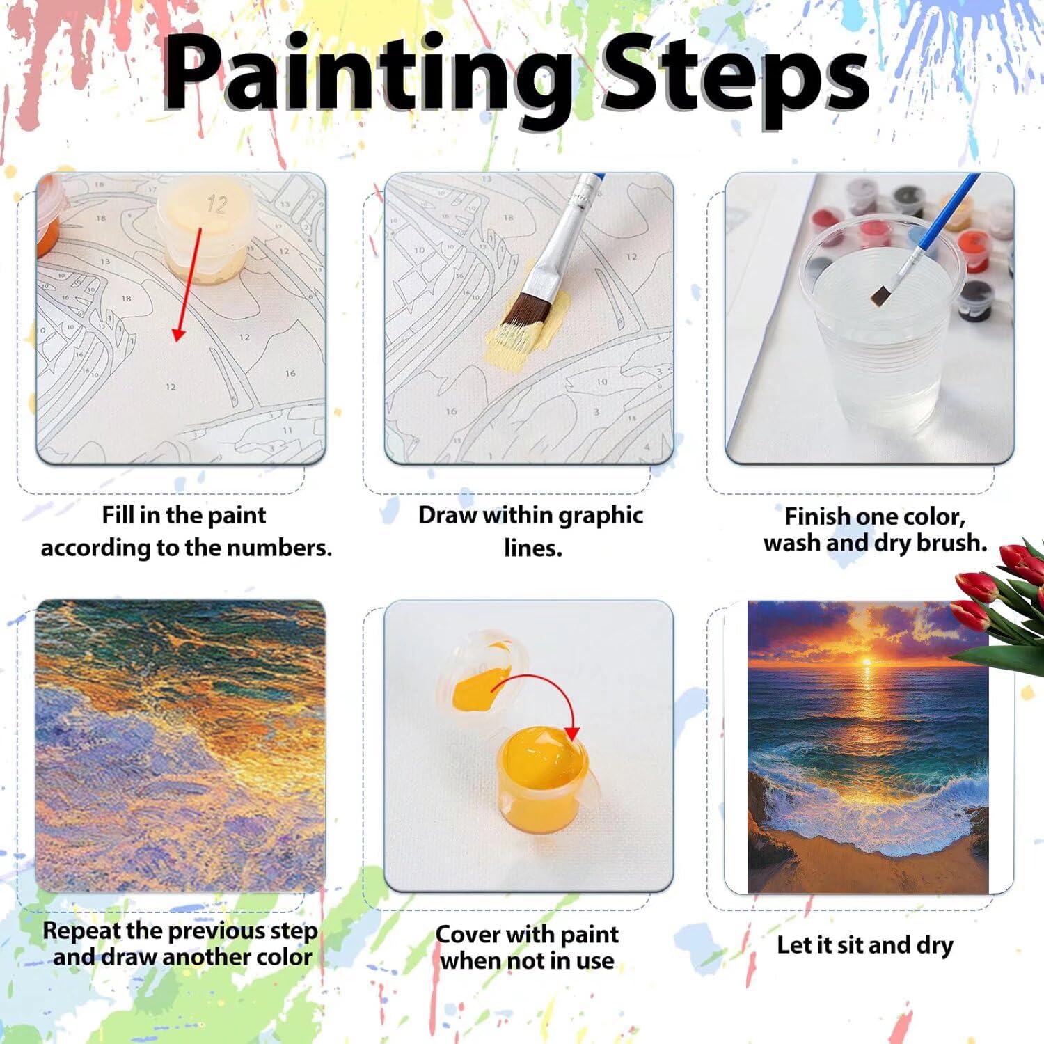 Pintar por Numeros Adultos pintar por numeros niños manualidades niños 10 años, DIY Pintar por Números de Pincel y Pintura acrílica Decoraciones para el Hogar Manualidades, sin Marco 60x80cm C-52