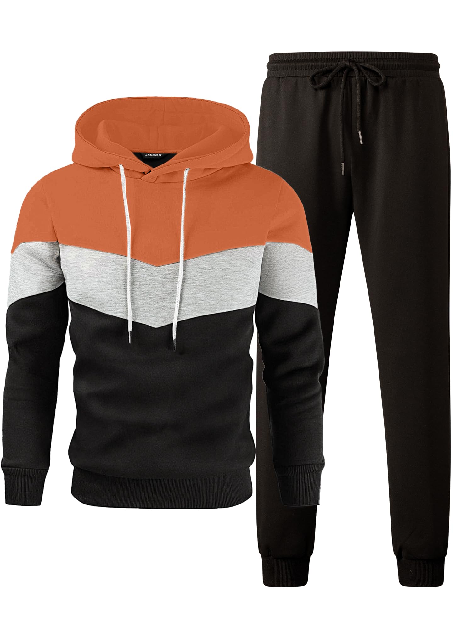 JMIERR Trainingsanzug Herren 2 Teiliges Jogging Anzug Set mit Taschen Farbblock Hoodies mit Hose Männer Baggy Sportanzug Basic Freizeitanzug