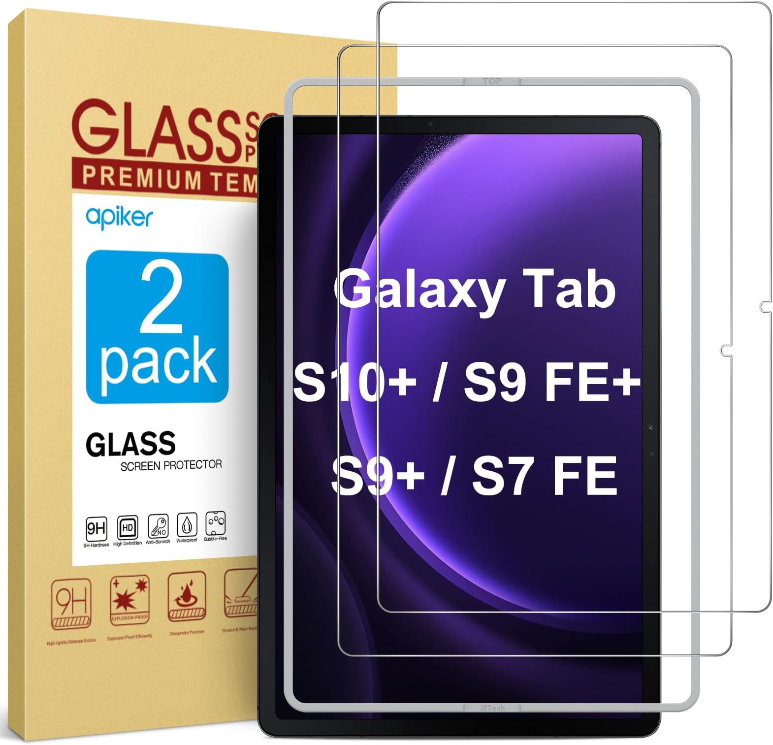 Tempered Glass Screen Protector for Samsung Galaxy Tab S10+/S9 FE+/S9+/S8+/S7+ - 9H Hardness Film With Frame
