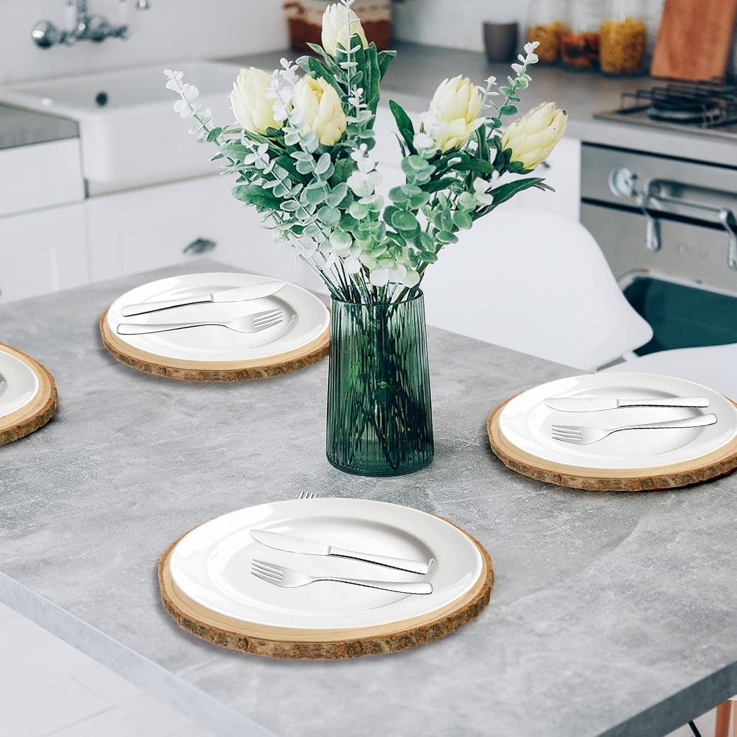 8 Pack 10-12 Inch Large Wood Slices for Centerpieces, Wood Rounds for Tables Decor, Wood Centerpieces for Tables, Rustic Wood Circles for DIY Crafts and Wedding Decor