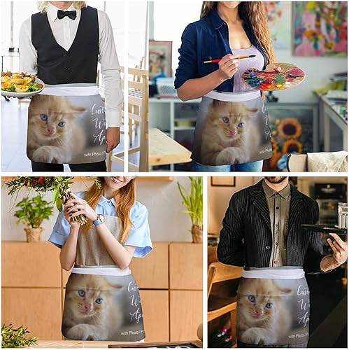 Miniatura 5 de Delantal unisex con babero ajustable personalizado para hombres y mujeres, delantales de cocina personalizados para fotos, 33 x 28 pulgadas Delantal