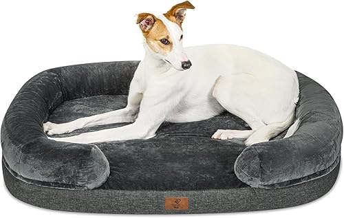 Yiruka Camas para perros medianos, cama lavable para perros con funda extraíble, cama ortopédica para perros con espuma para huevos, cama