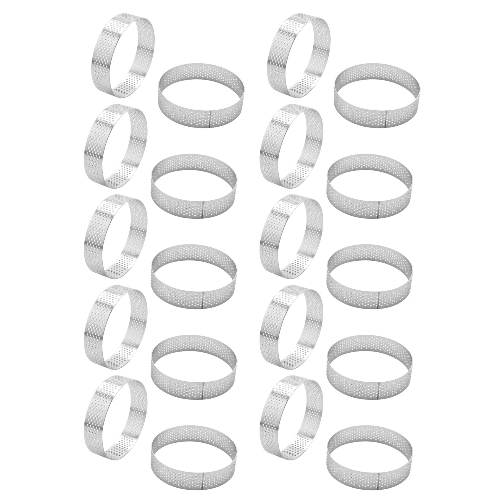 Hndhbfgrt 60X Circular Stainless Steel Porous Tart Ring Bottom Tower Pie Cake Mould 8cm
