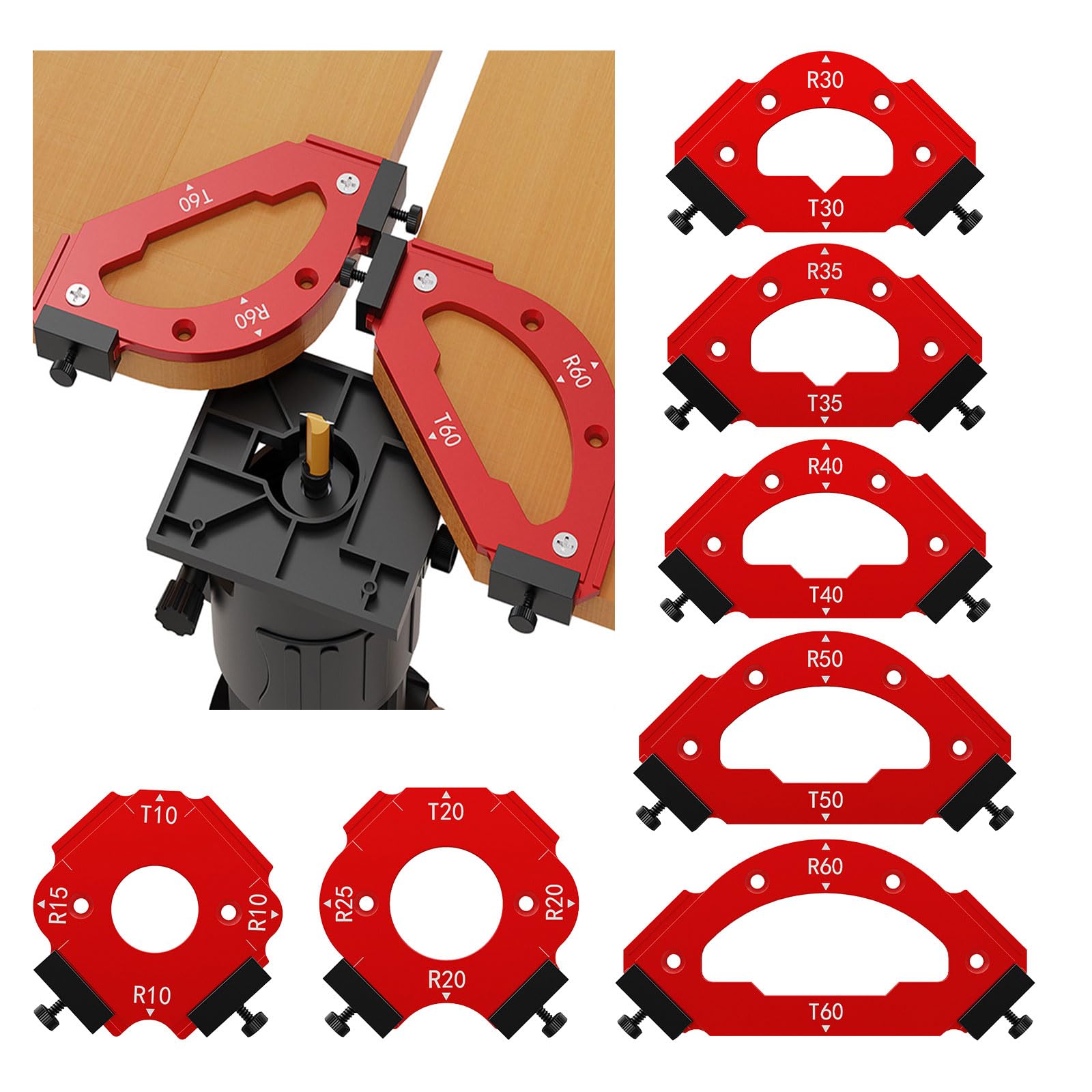 Radius Jig Router Templates Corner with Removable Clip