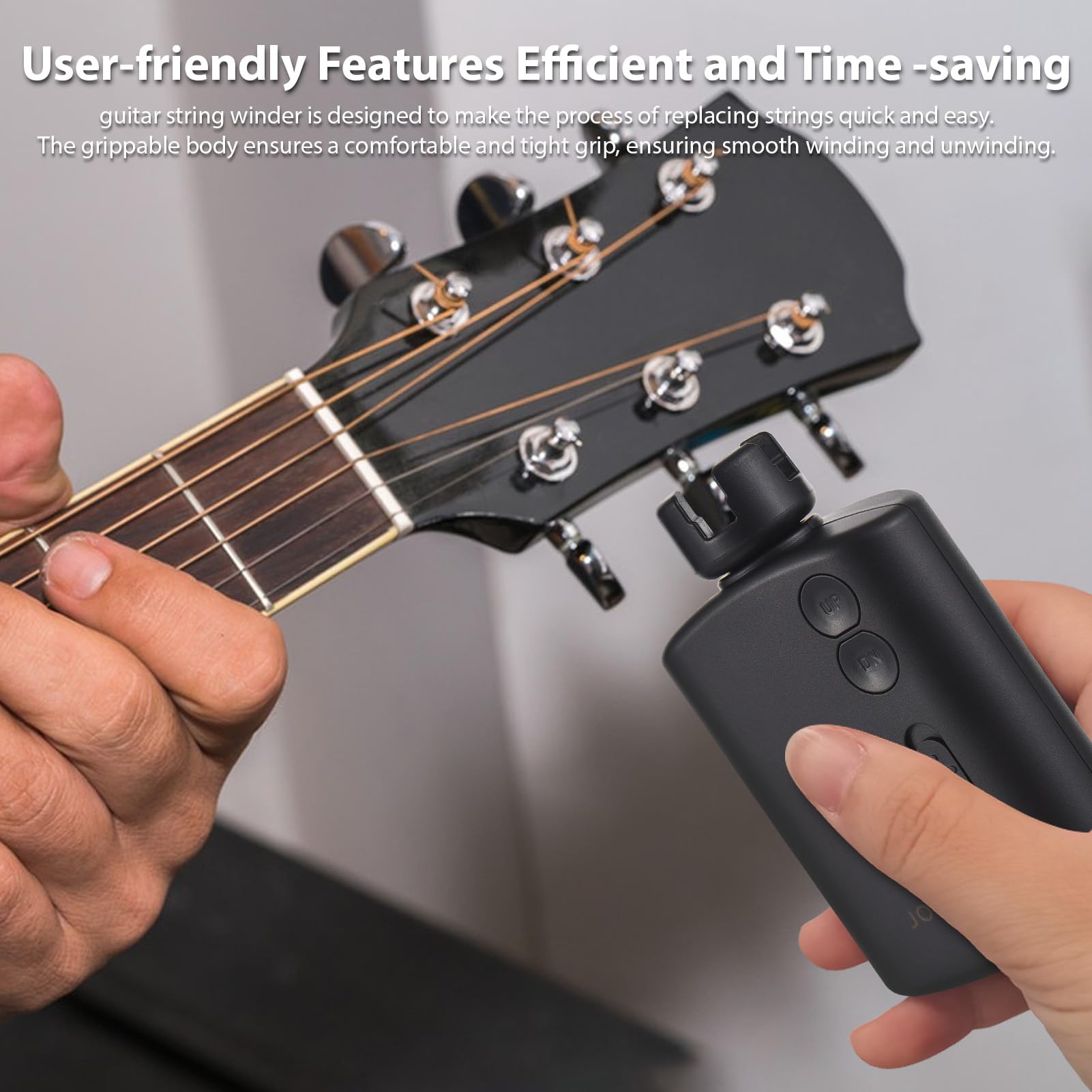 Septpenta Avvolgicorde per Chitarra Elettrica per Chitarra e Ukulele, Controllo Della Velocità a 2 Livelli, Accordatore Intelligente, per Chitarra Ukulele Mandolino (Nero)