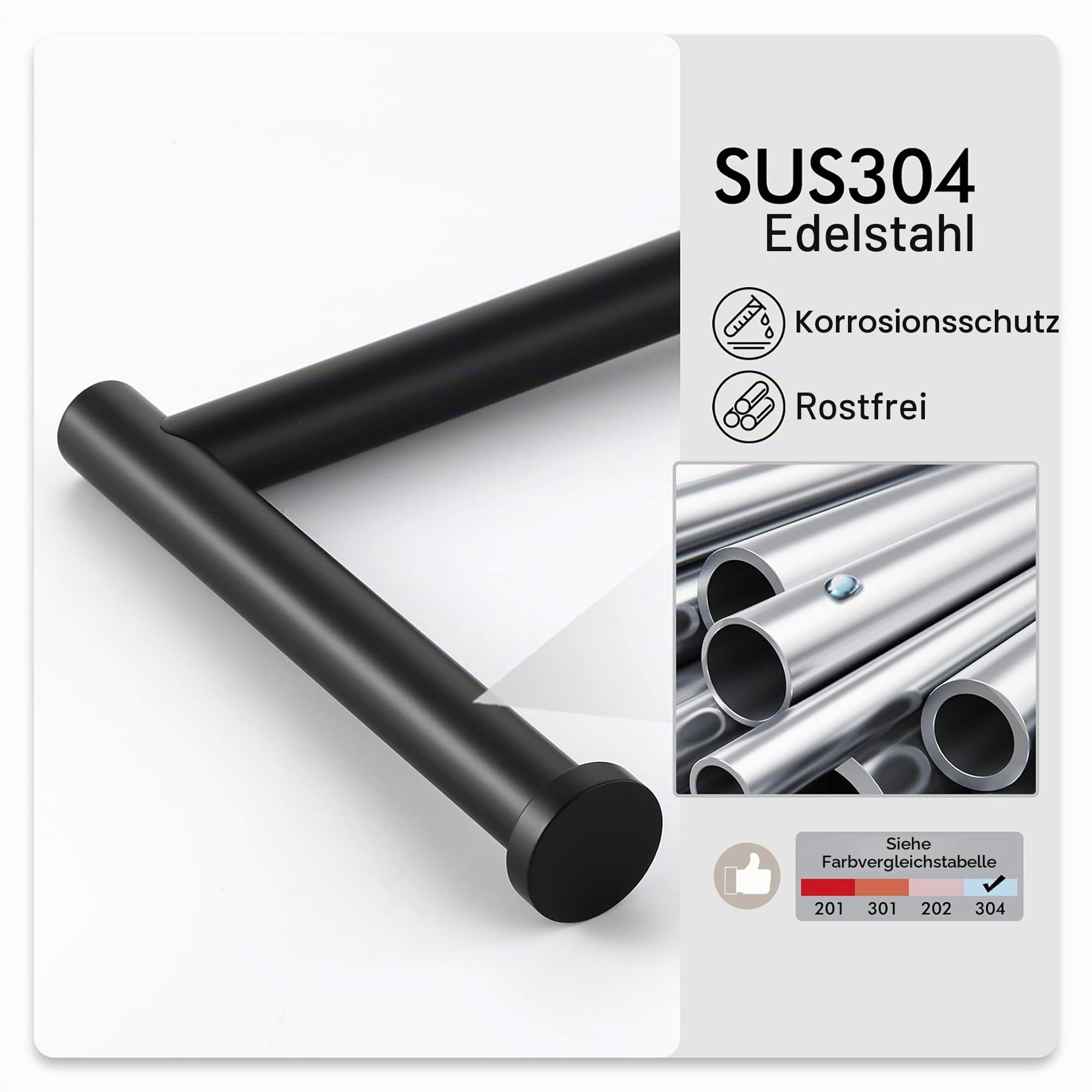 KES Toilettenpapierhalter Stehend Klopapierhalter Freistehend Marmor Basis | Schwarz Matt WC Rollenhalter Klorollenhalter Für Badezimmer, Edelstahl SUS304, BPH284S1-BK