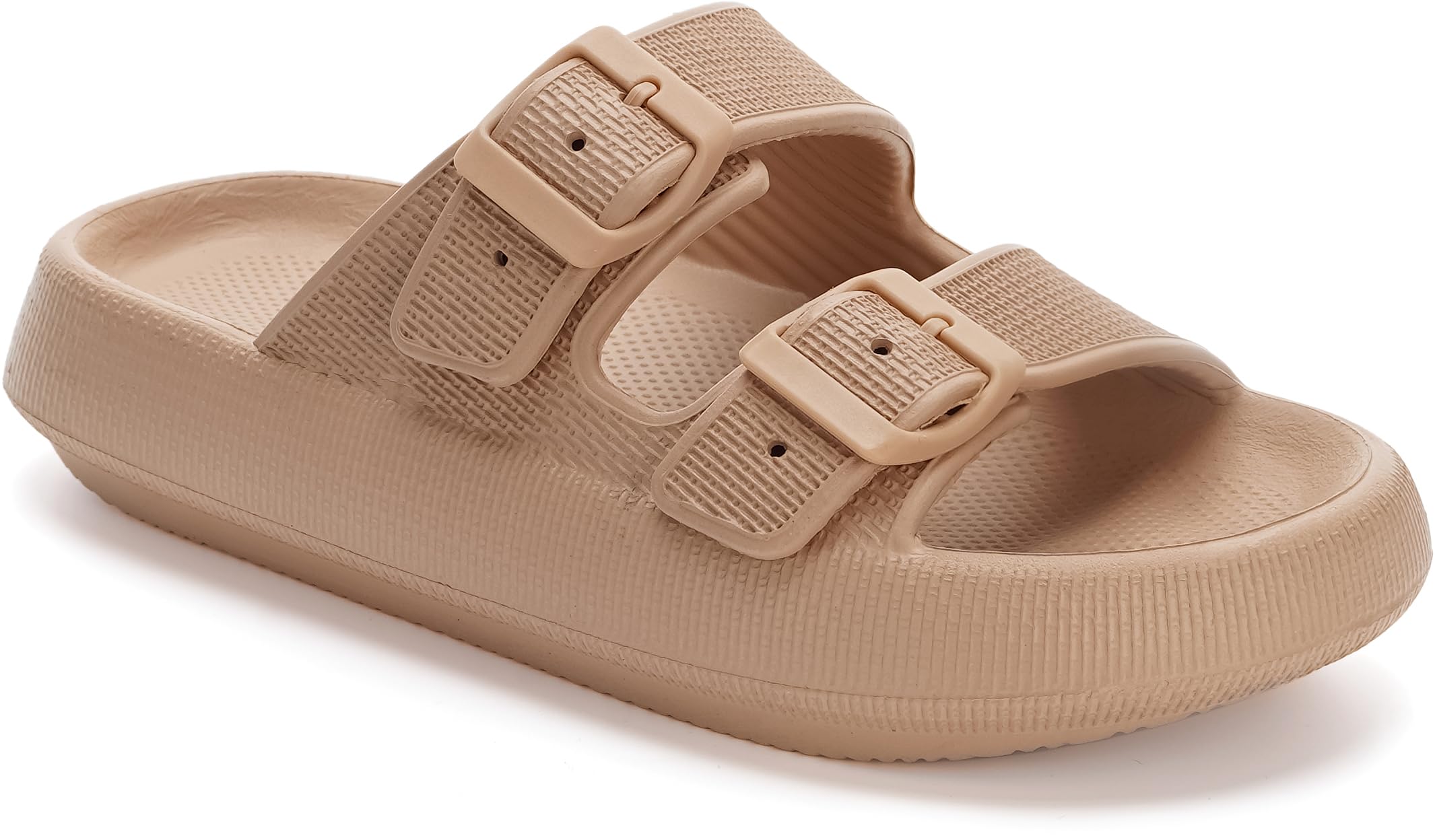 WHITINSlides for Women Men Double Buckle Adjustable Thick Sole Pillow Slippers Bathroom Sandals