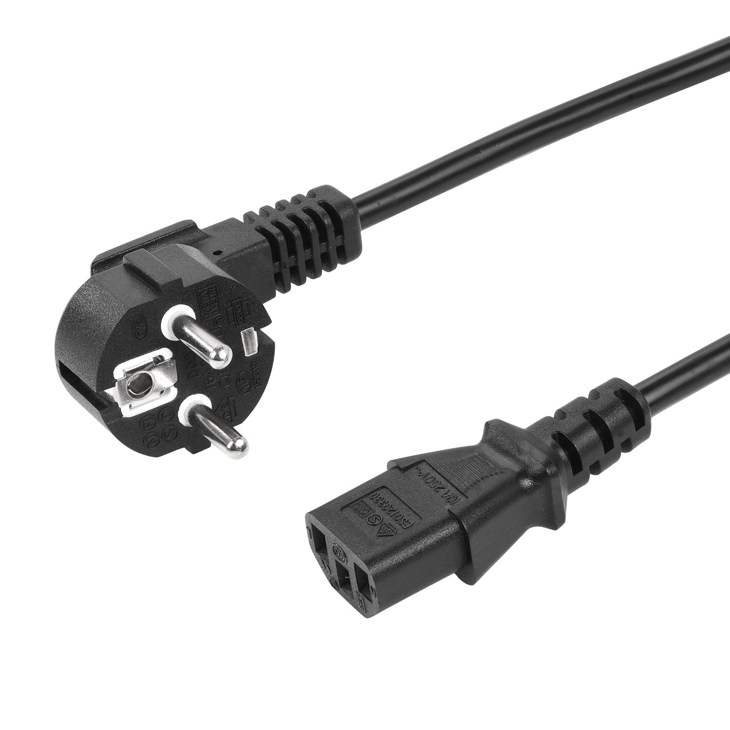 5er Pack Netzkabel Kaltgerätekabel Abgewinkelt Stromkabel mit Schutzkontakt - 5m, Schwarz