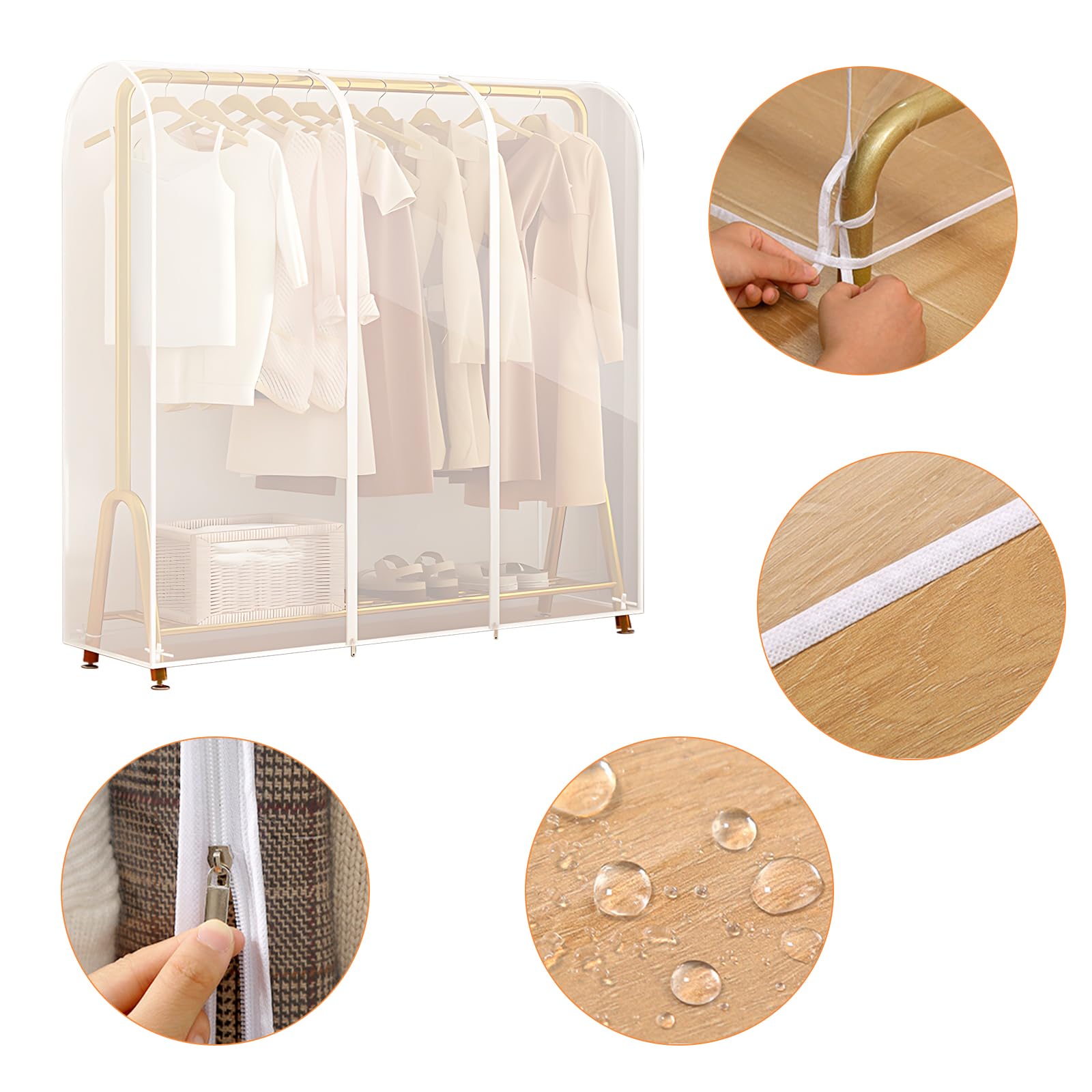 Beschermhoes / kledinghoes PVC transparant voor kledingrek 150x50x150cm