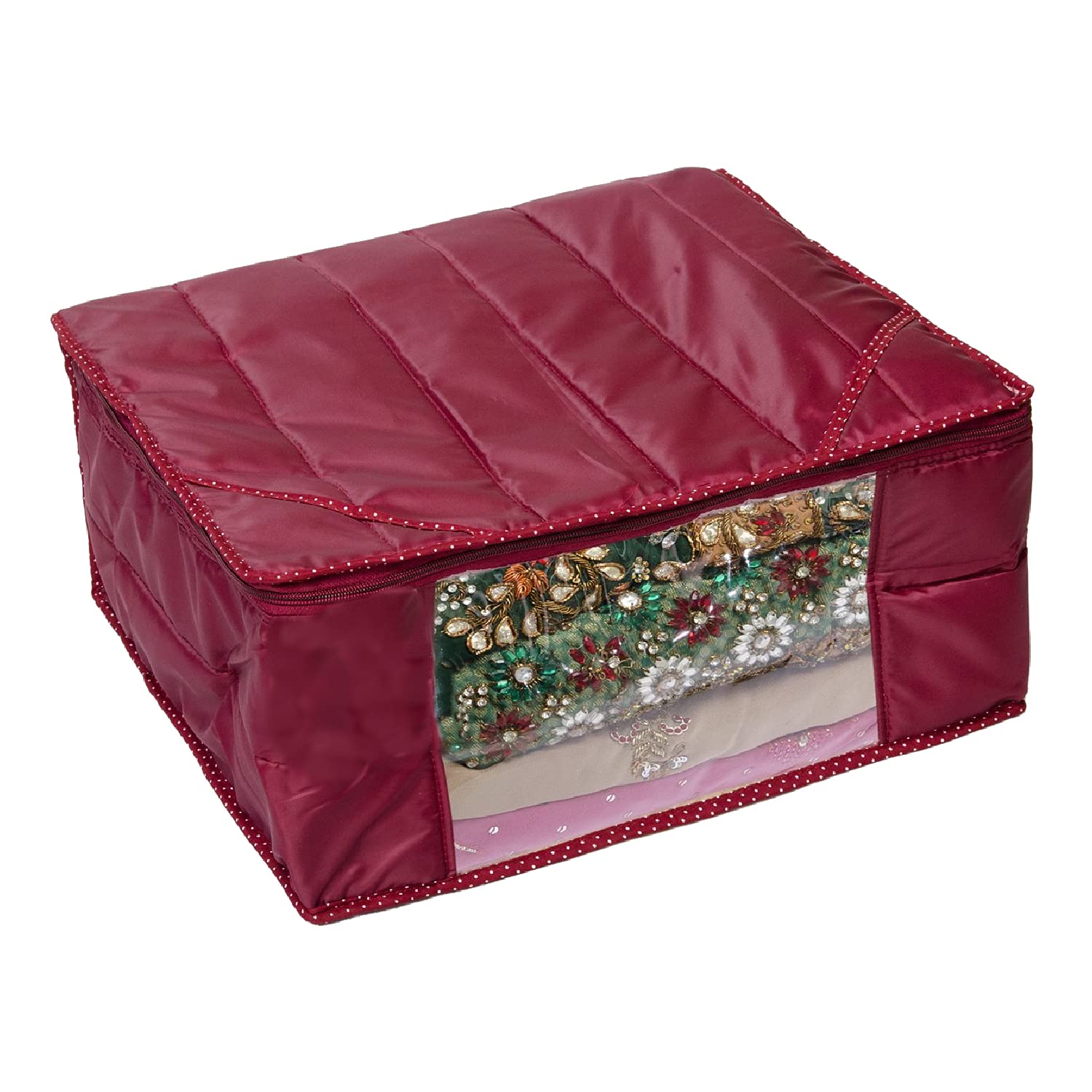 ShubhKraft Parachute Quilted Saree Covers / Clothes Storage Bag / Wardrobe Organizer With Transparent Window And Zip For Lehenga, Suit, Dress,& Accessories (Water Resistant) (Pack of 1, Maroon) (B0BWF9CN2X) Amazon Price History, Amazon Price Tracker