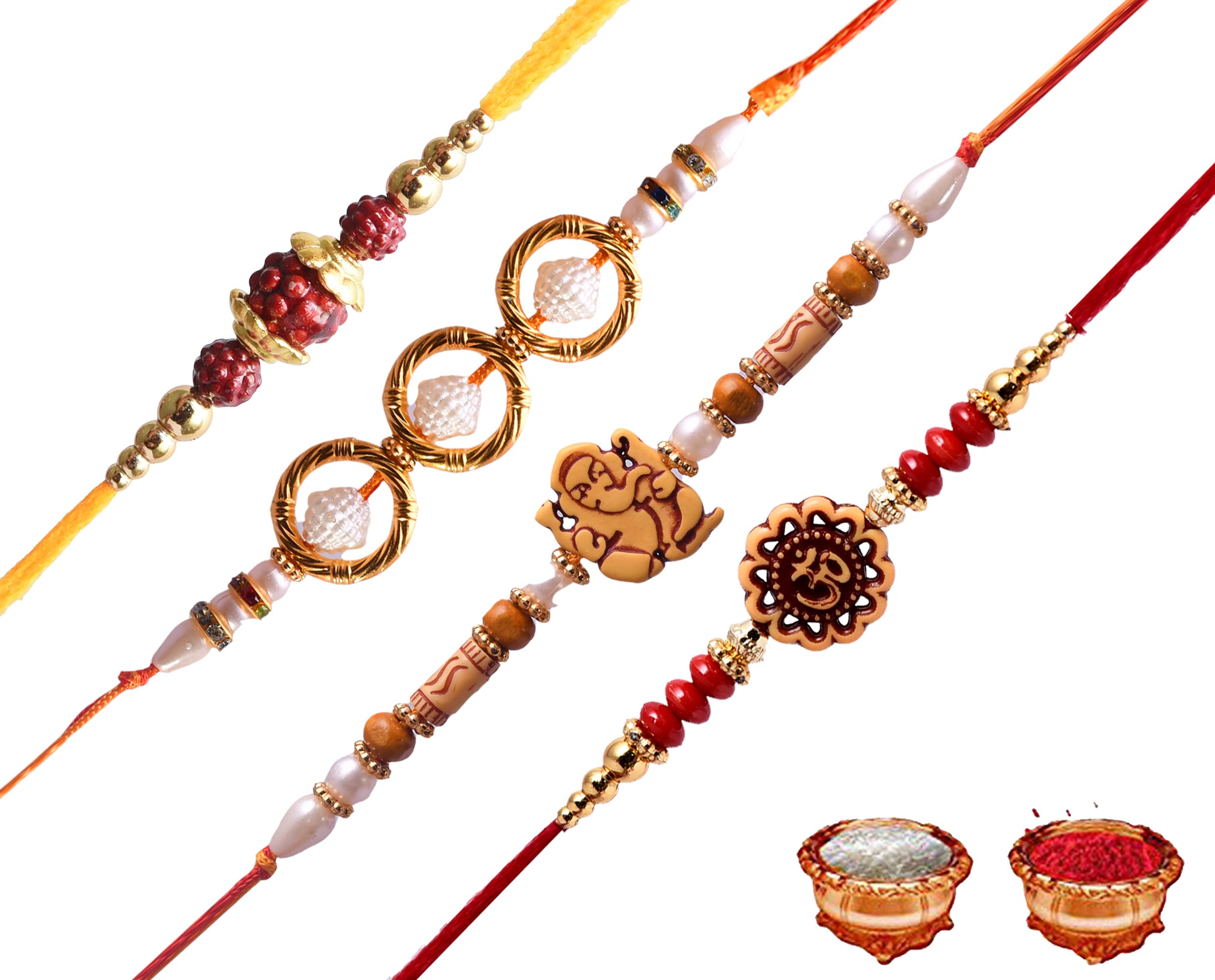 Bhumiyaan Dora Rakhi Set Of 4 Pcs and Roli Chawal For Bhaiya Bhabi And Brother For Rakshabandhan (Multicolour) (B097RXGGYP) Amazon Price History, Amazon Price Tracker