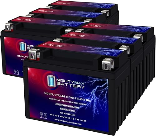 YTX9-BS - Batería de repuesto de 12 V 8 AH compatible con Triumph Daytona 600/650 Speed Four 03-05 - 6 unidades