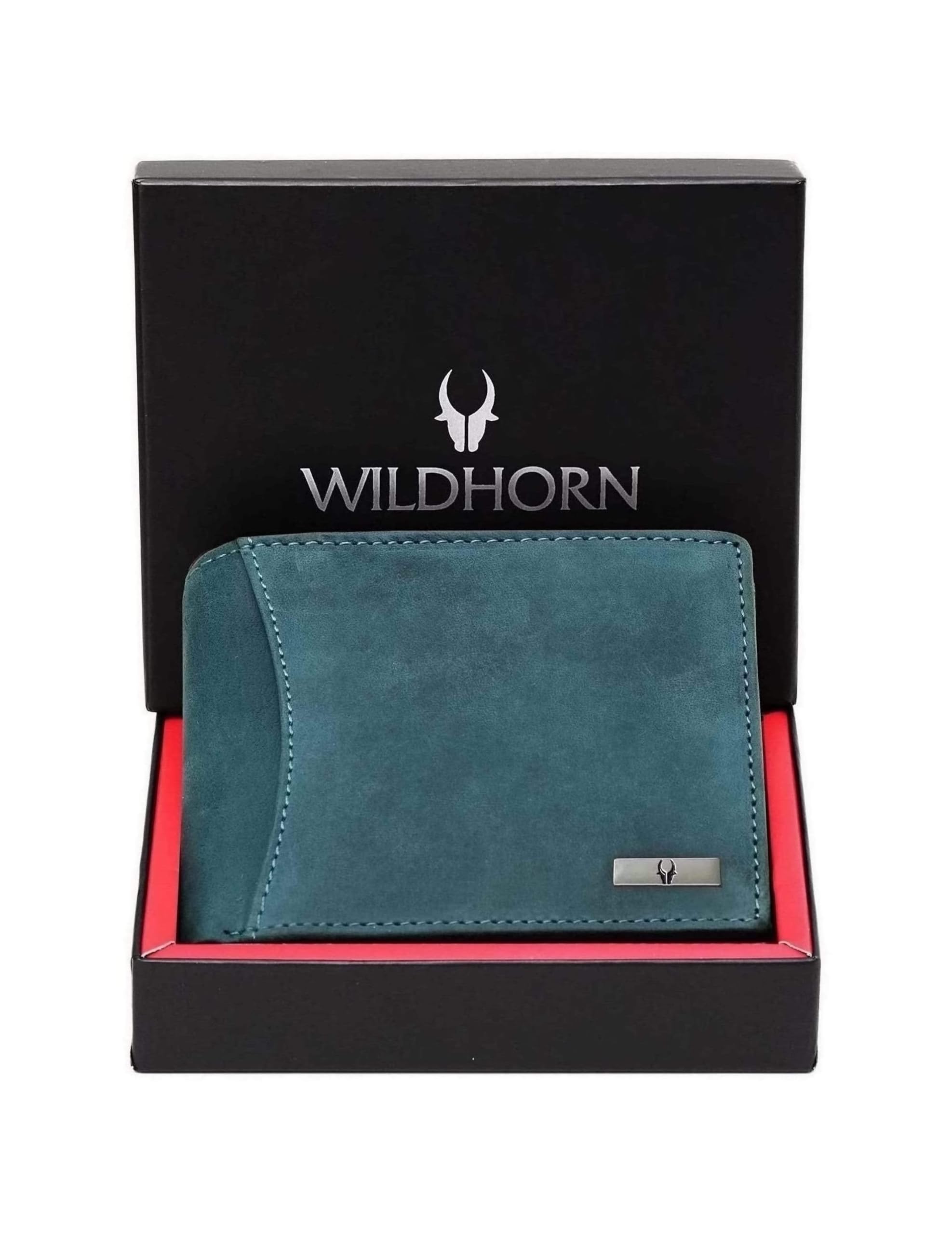 WildHorn India RFID Protected Leather Men's Wallet, BLUE HUNTER, 4.5 x 3.7 x 0.7 inches, Classic