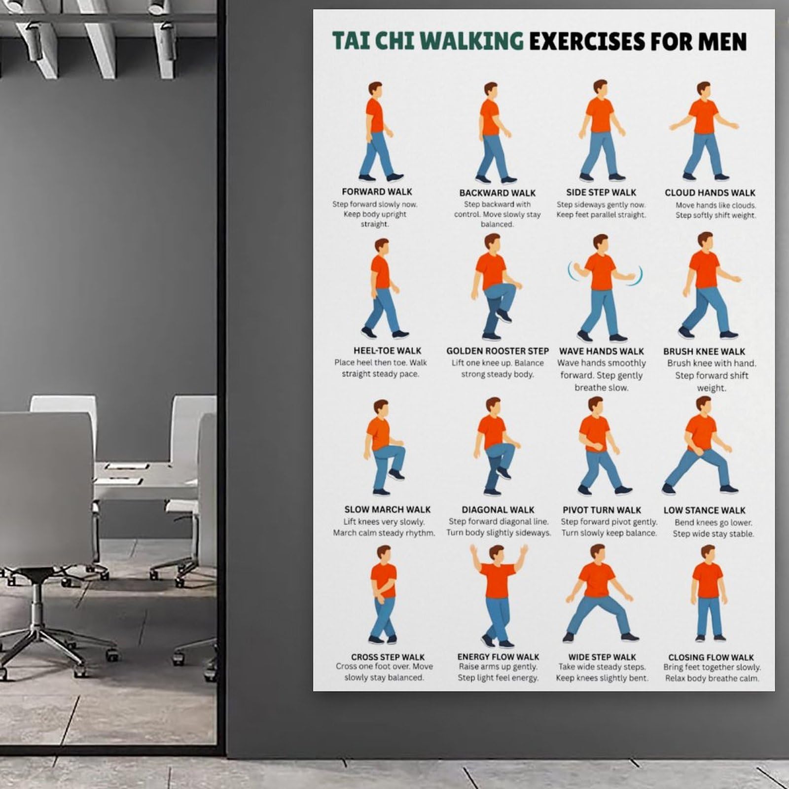 generisch Tai Chi Walking ExercisesModernas Impresiones en Lienzo, Cuadros Decorativos Para Habitación de Niños o Niñas, Murales Para Sala De Estar Y Pinturas Con Motivos Festivos 30.5 x 45.5
