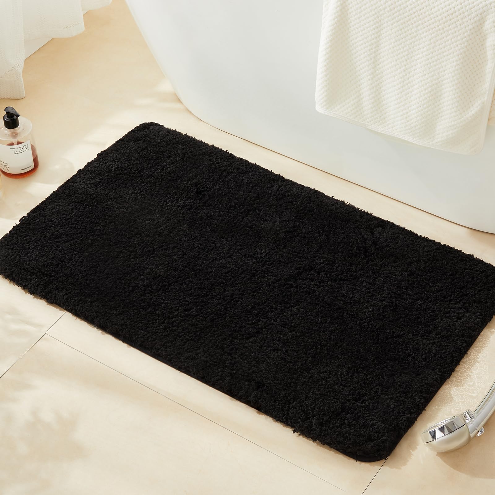 TECHMILLY Super Soft Shaggy Bathroom Rugs, Absorbent Thick Non Slip Microfiber Bath Rugs, Quick Dry Machine Washable Bath Mat for Bathroom Floor,